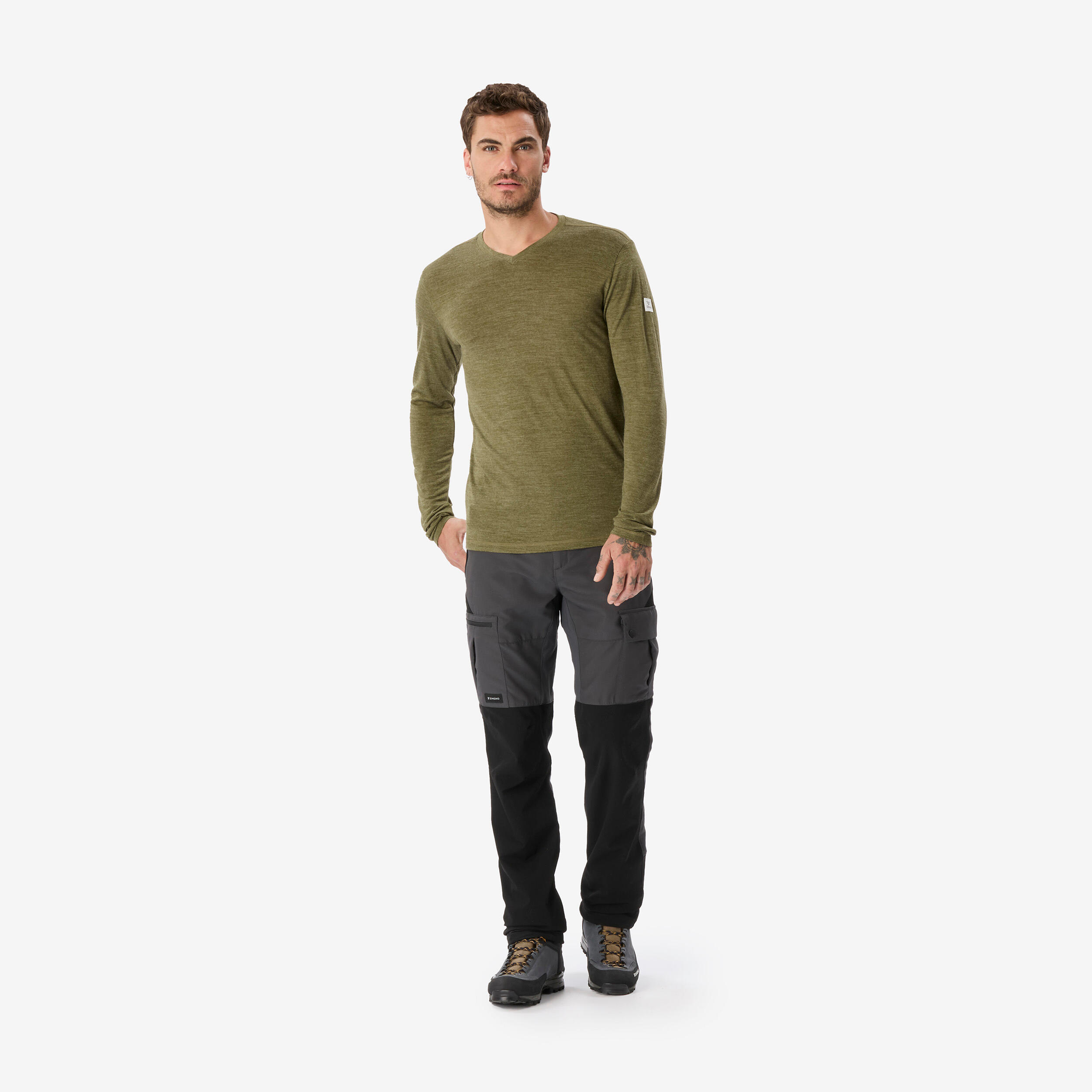 Chandail à manches longues de longue randonnée en mérinos homme, Merino Fresh 2/8