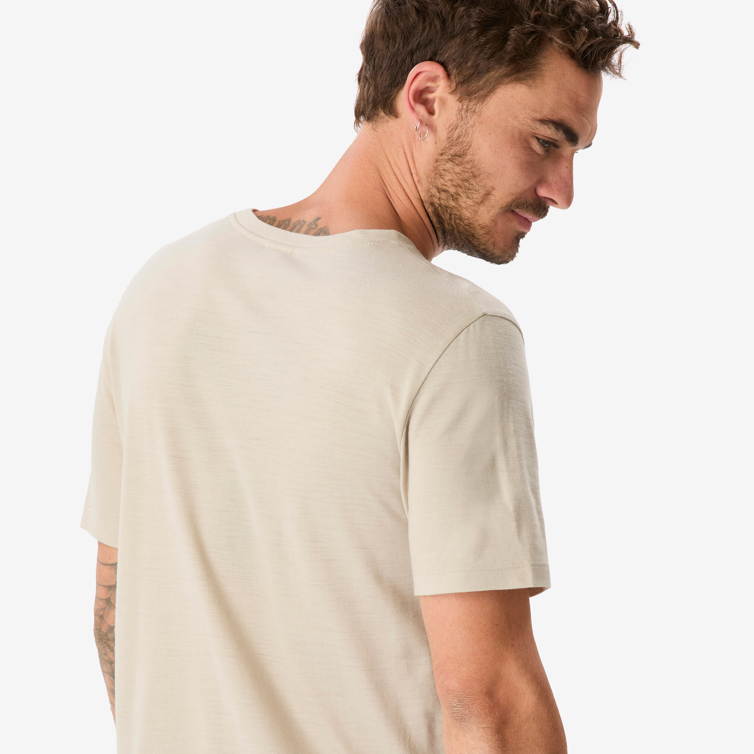 T-shirt de longue randonnée en laine mérinos homme 5/8