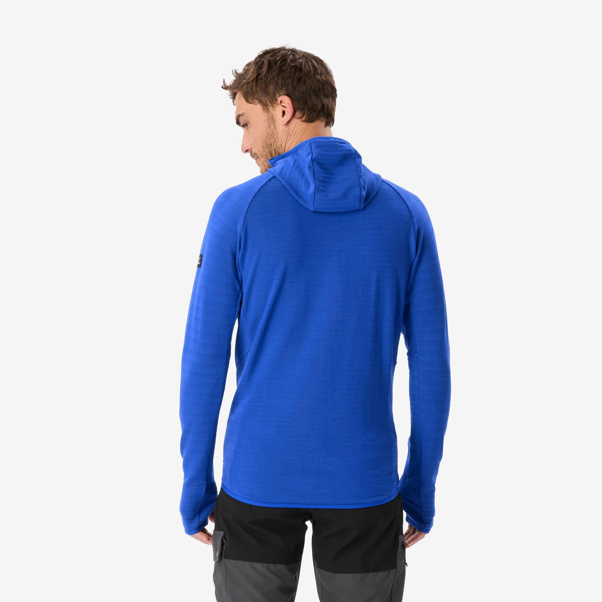 Pull technique à capuche en laine mérinos homme, Resist bleu 4/11