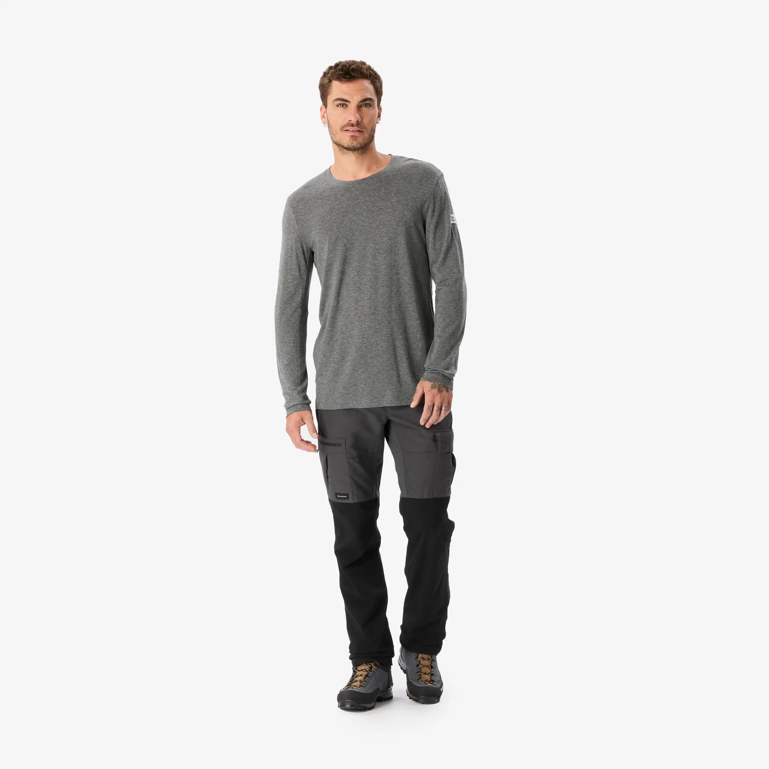 T-Shirt lana merinos trekking uomo MERINO REC FRESH grigia 2/8