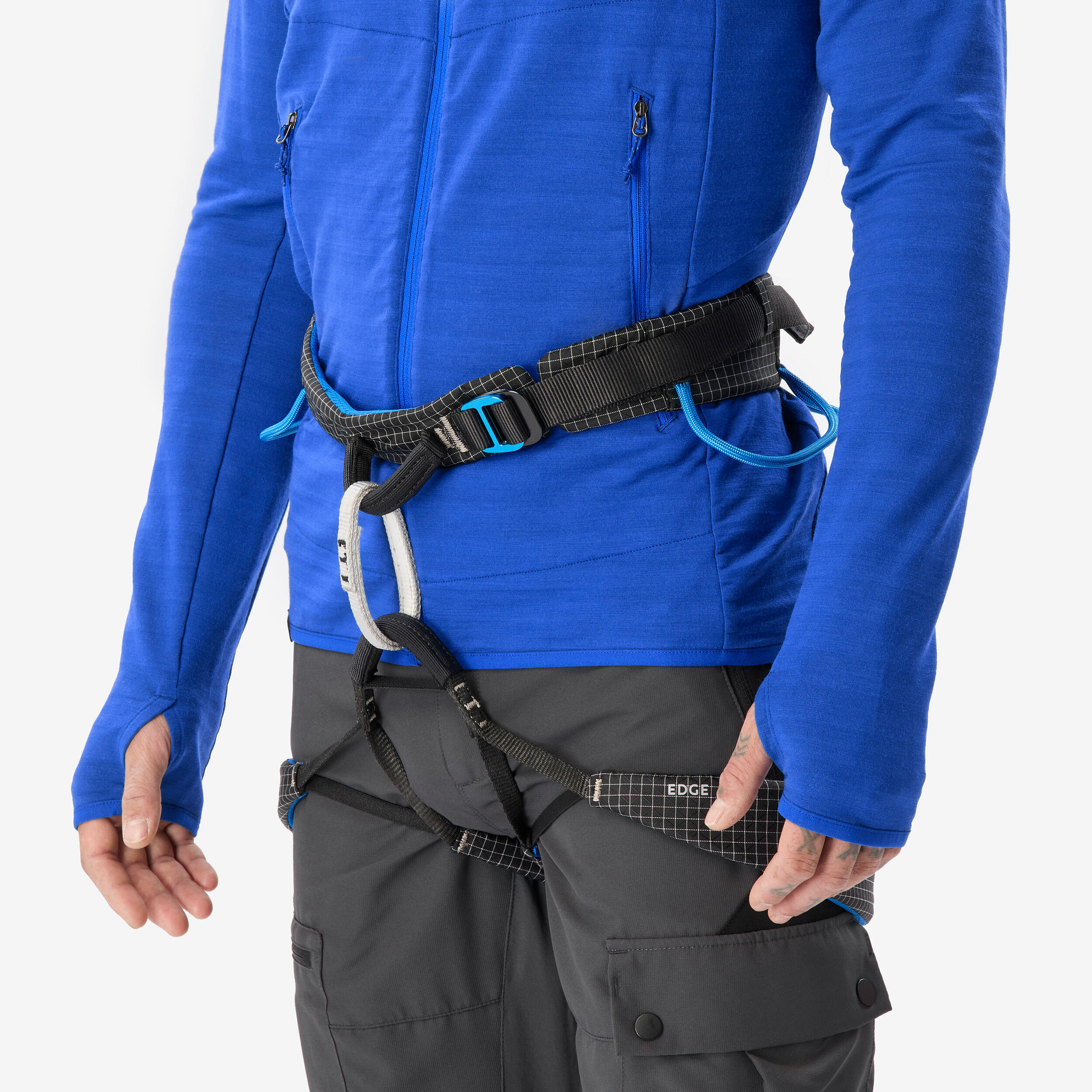 Pull technique à capuche en laine mérinos homme, Resist bleu 6/11