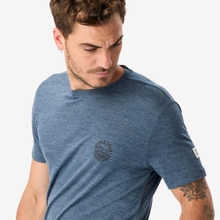 Футболка чоловіча Merino Fresh для трекінгу із мериносової вовни блакитна