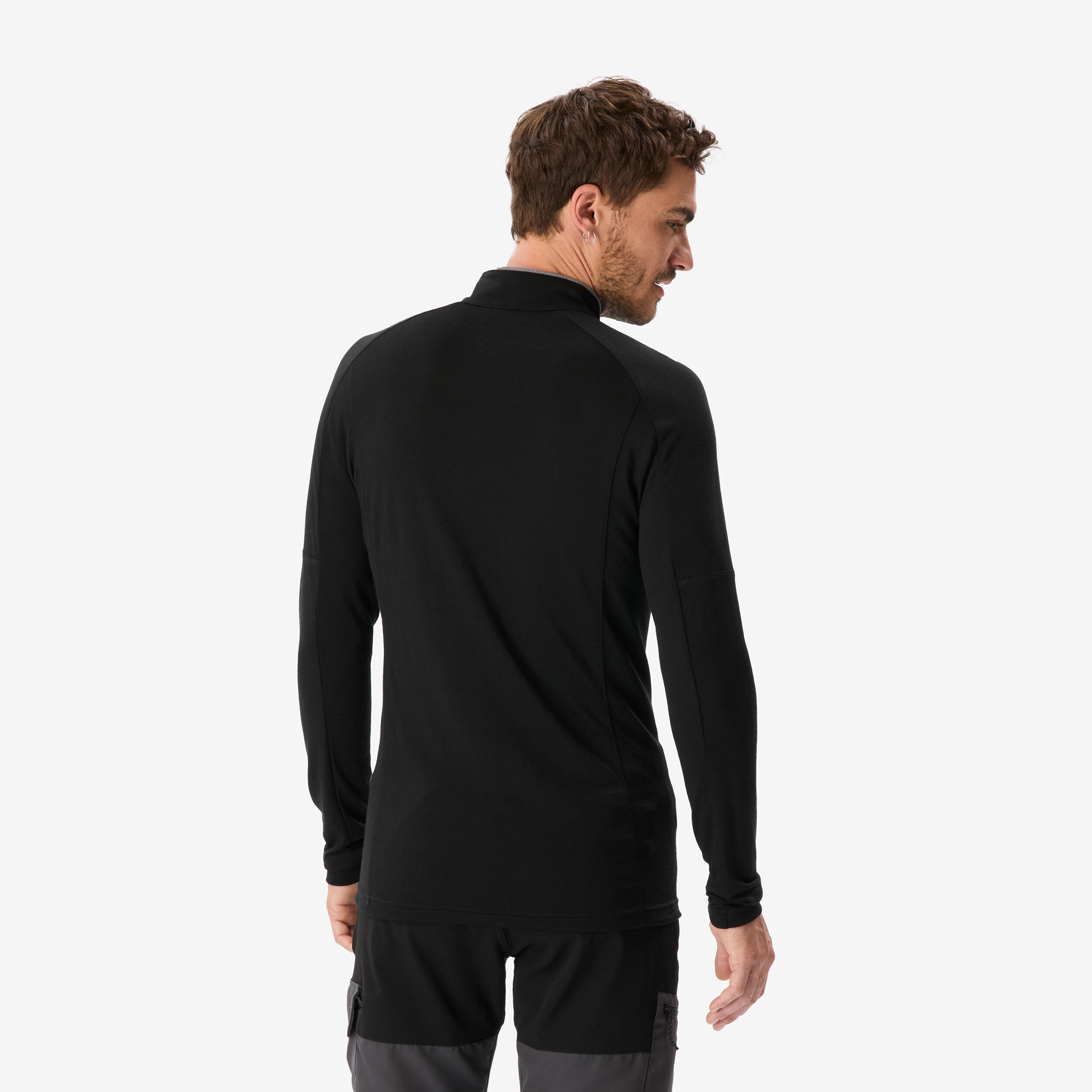 Men’s Merino Wool Long-Sleeved T-Shirt with Zip Collar, Merino Resist - SIMOND