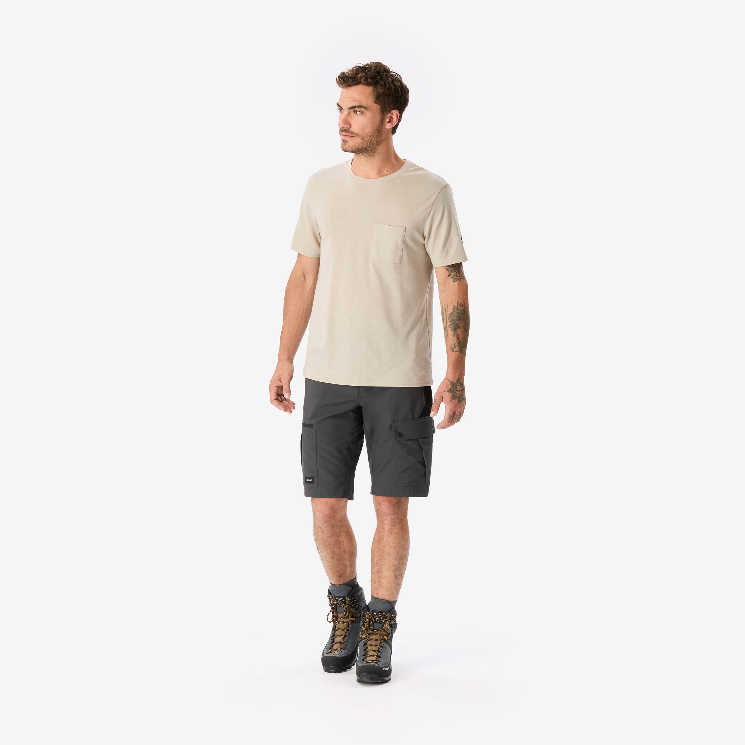 T-shirt de longue randonnée en laine mérinos homme 2/8