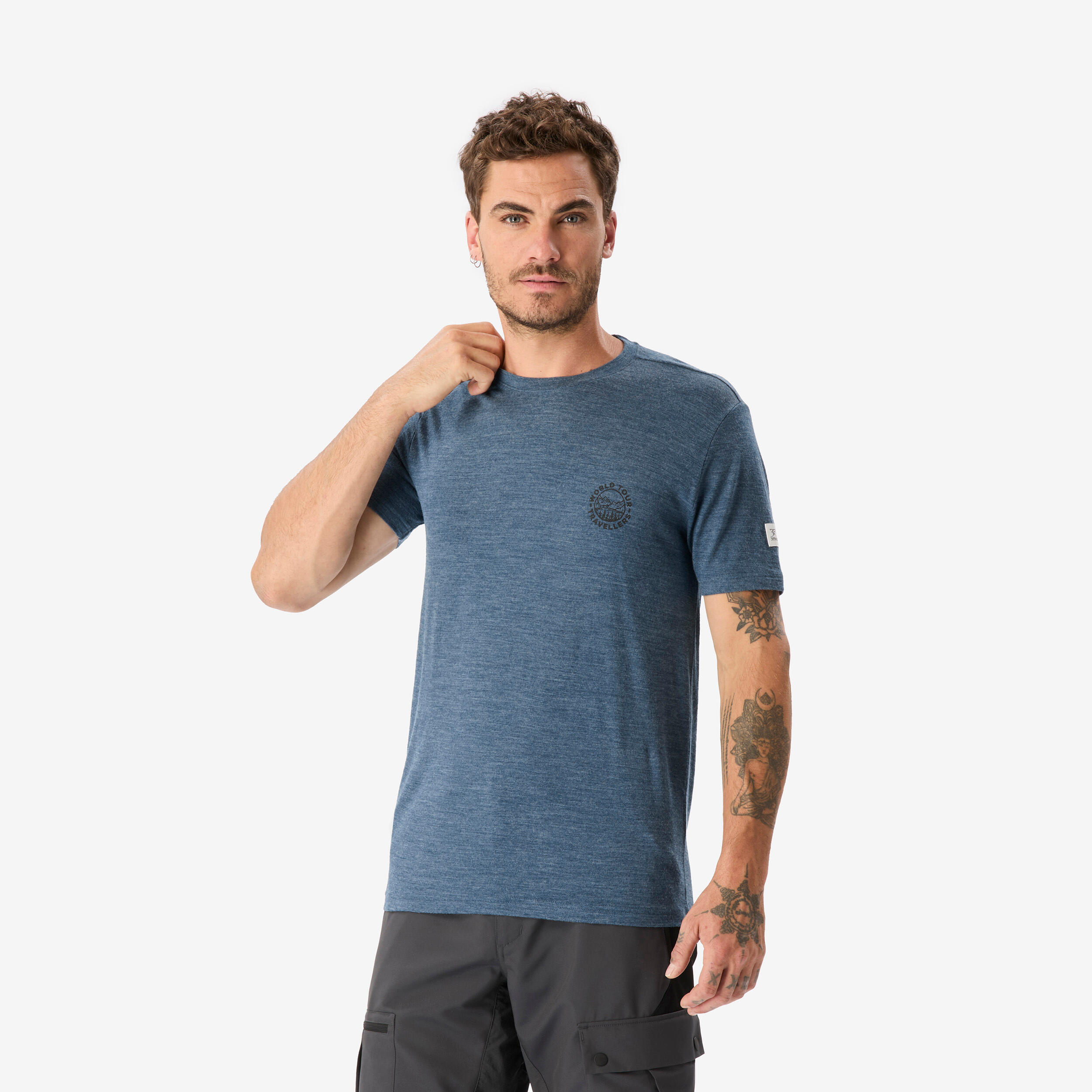Men's Short-Sleeved Merino Wool Trekking T-Shirt Merino Fresh - Blue