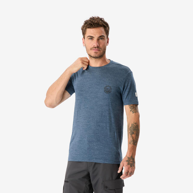 T-shirt manches courtes de trek en laine mérinos homme, Merino Fresh bleu