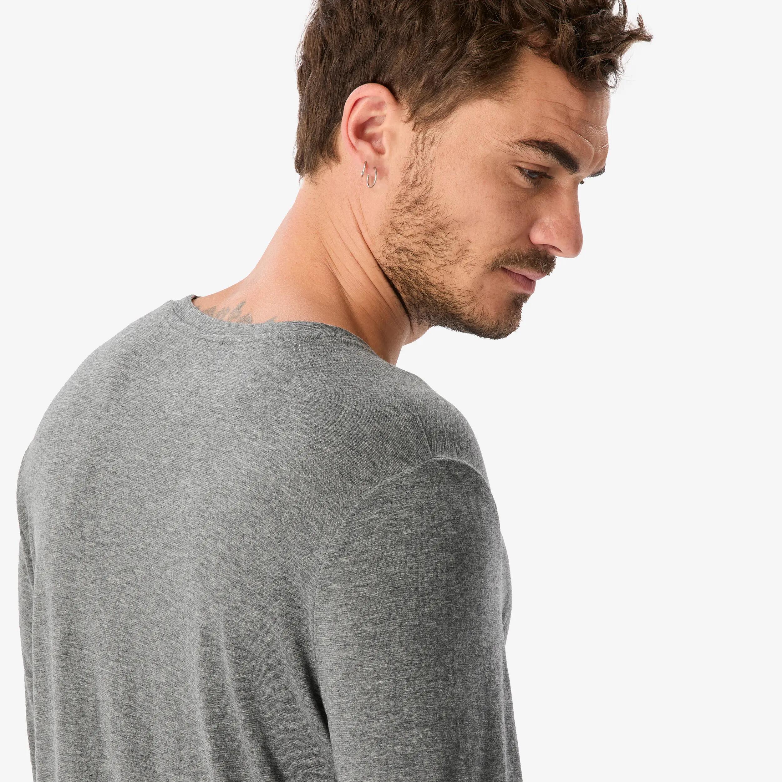 T-Shirt lana merinos trekking uomo MERINO REC FRESH grigia 5/8