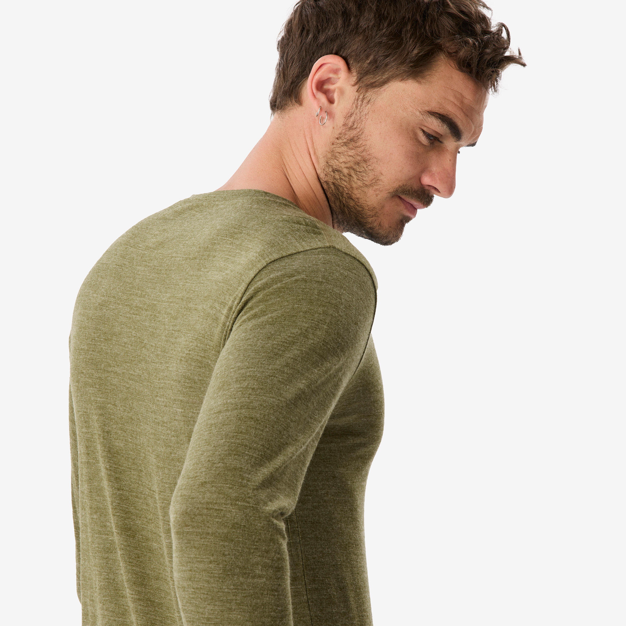 Chandail à manches longues de longue randonnée en mérinos homme, Merino Fresh - SIMOND