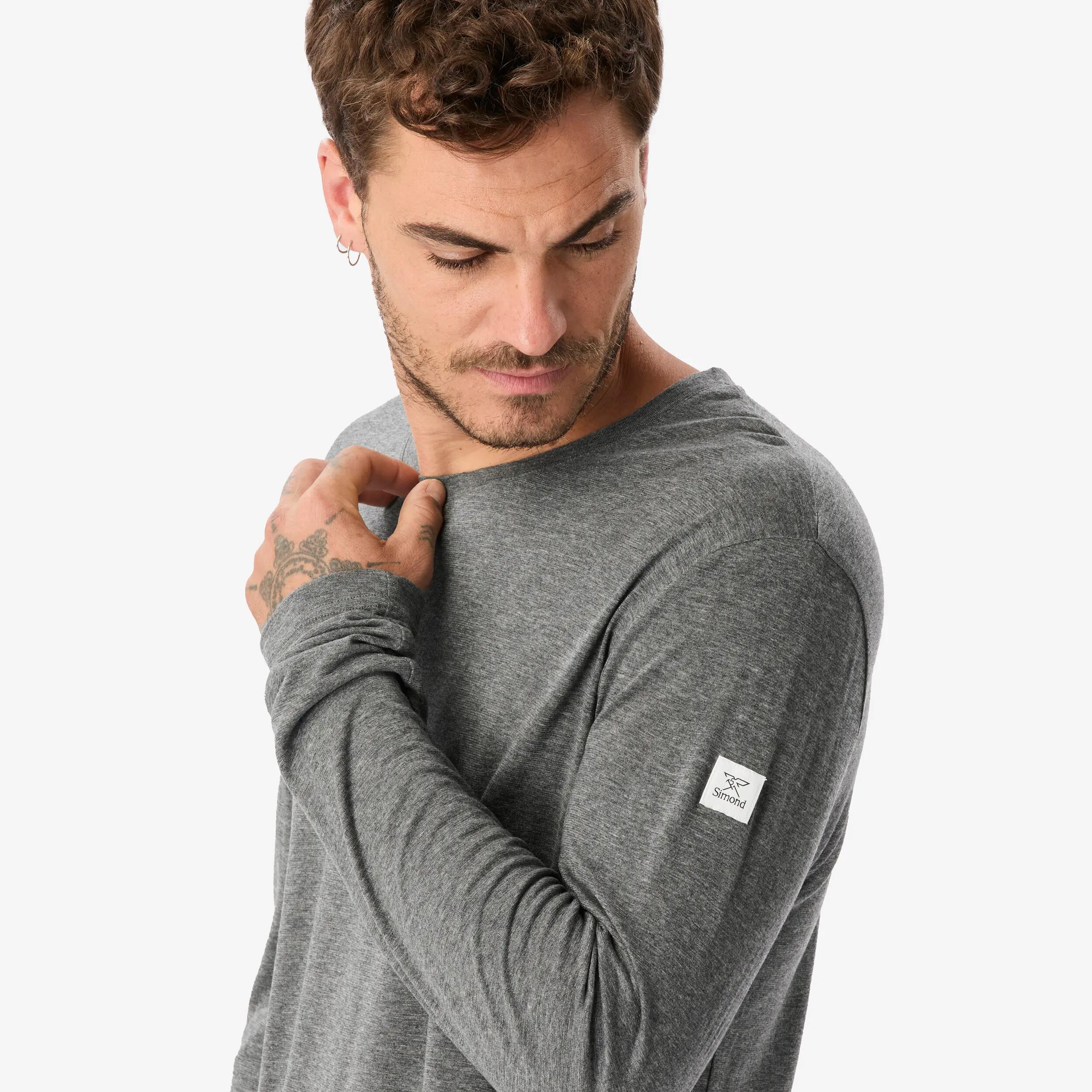 T-Shirt lana merinos trekking uomo MERINO REC FRESH grigia 3/8