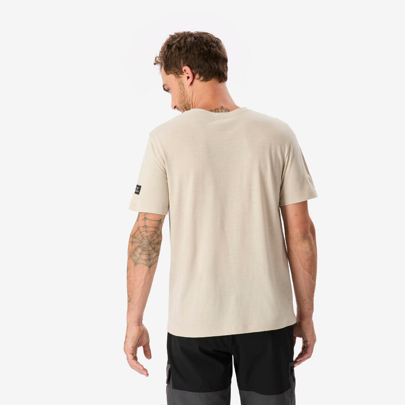 Tricou 100 % lână merinos, Merino 100% bej, bărbați