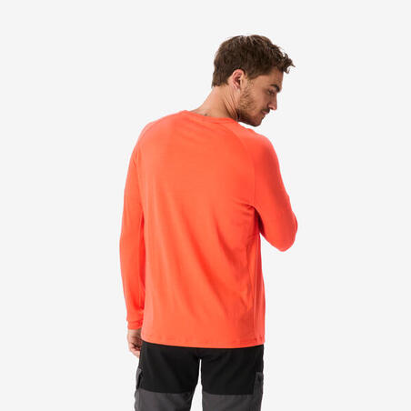 Футболка чоловіча Merino Resist з довгими рукавами для трекінгу помаранчева