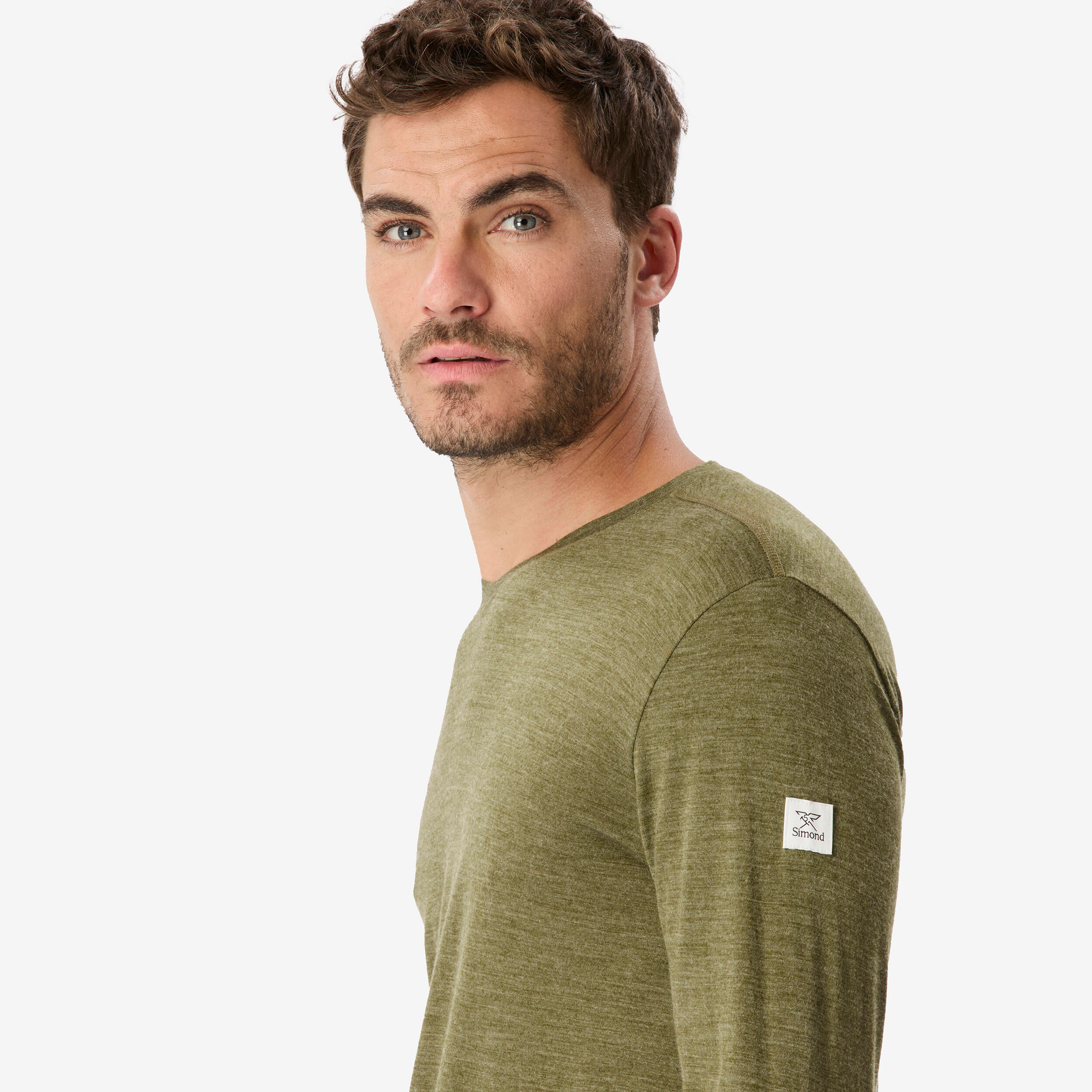 Chandail à manches longues de longue randonnée en mérinos homme, Merino Fresh - SIMOND