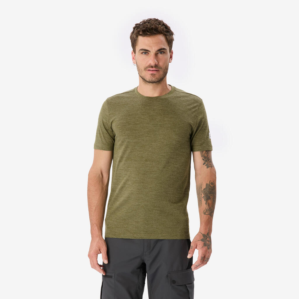 Kaki muška majica kratkih rukava od merino vune Merino Fresh
