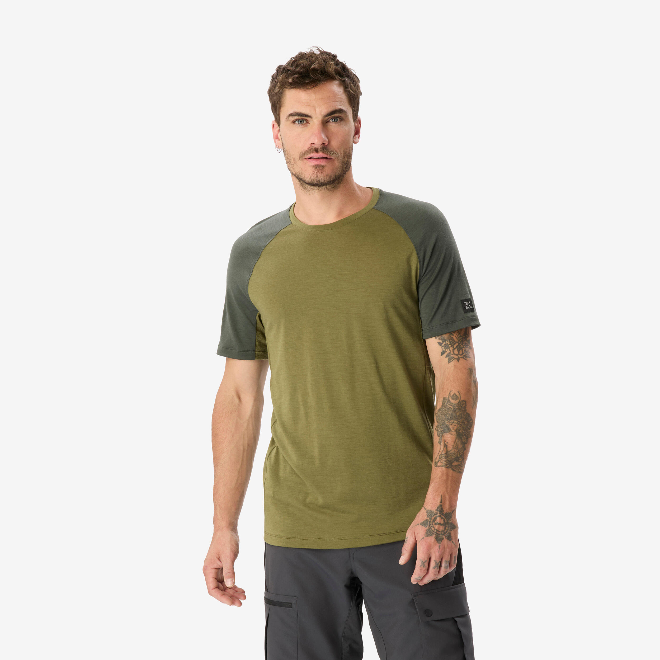 Men's Merino wool short-sleeved Merino Wool T-shirt-Khaki-image-44
