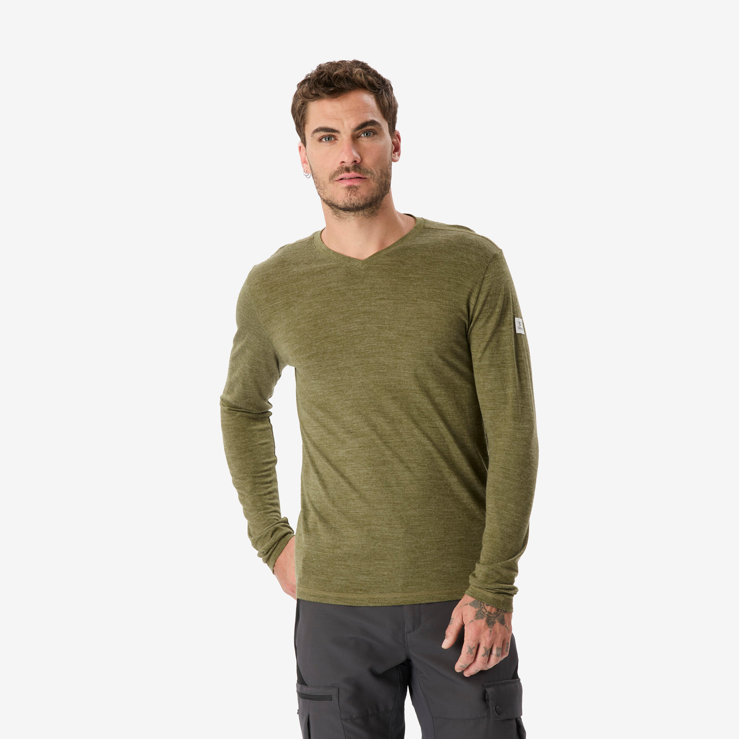 Men's Merino Wool Long-Sleeved Half-Zip T-Shirt, MT 900 - Asphalt