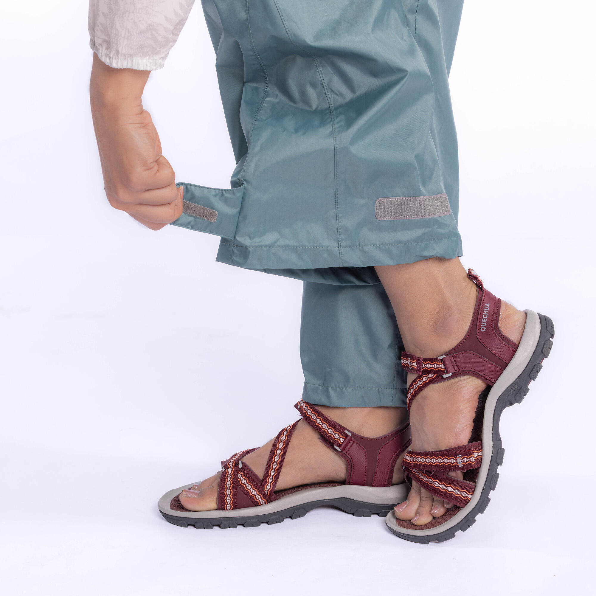 Women Waterproof Overtrouser MH100 - Ash Green