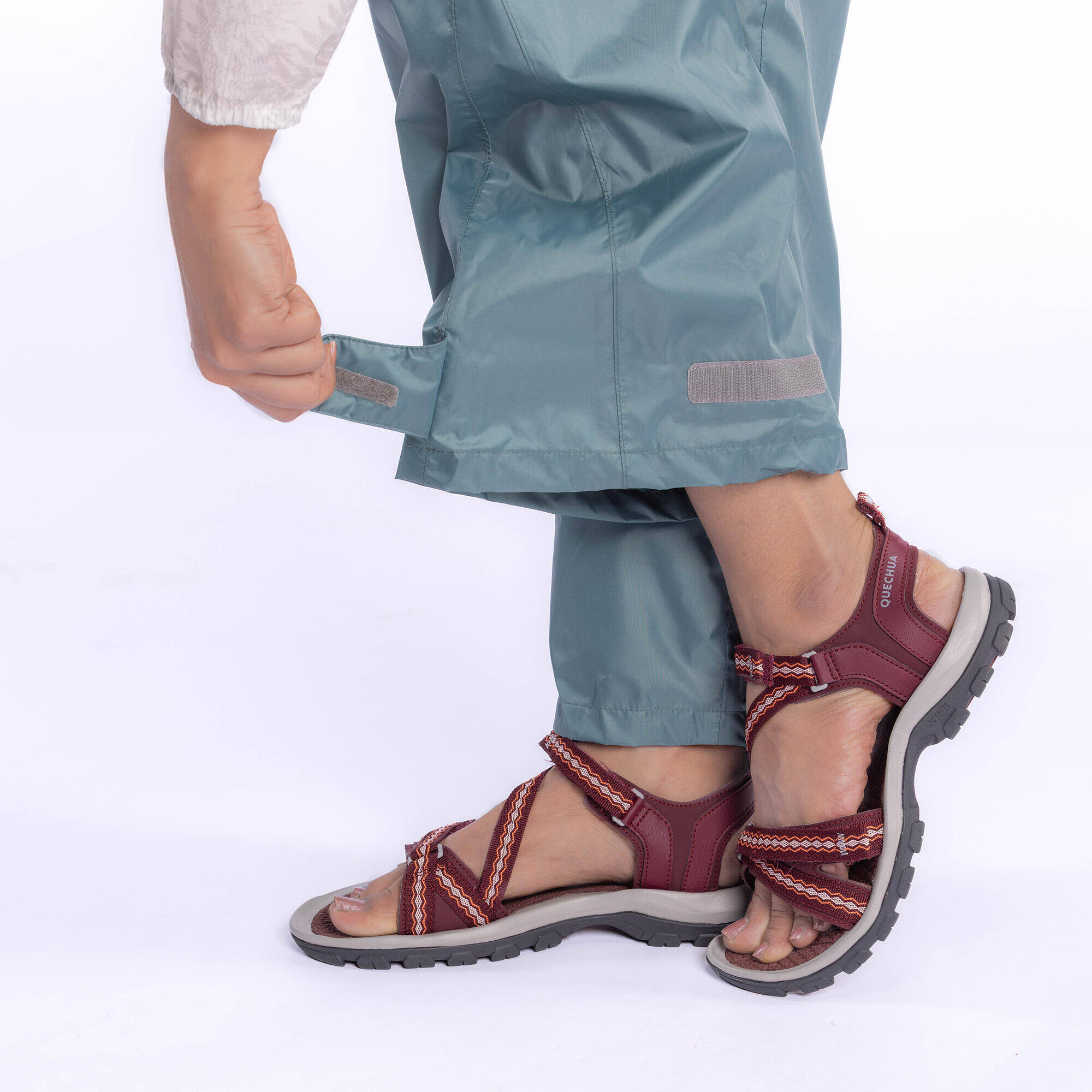 Women Waterproof Overtrouser MH100 - Ash Green -  5