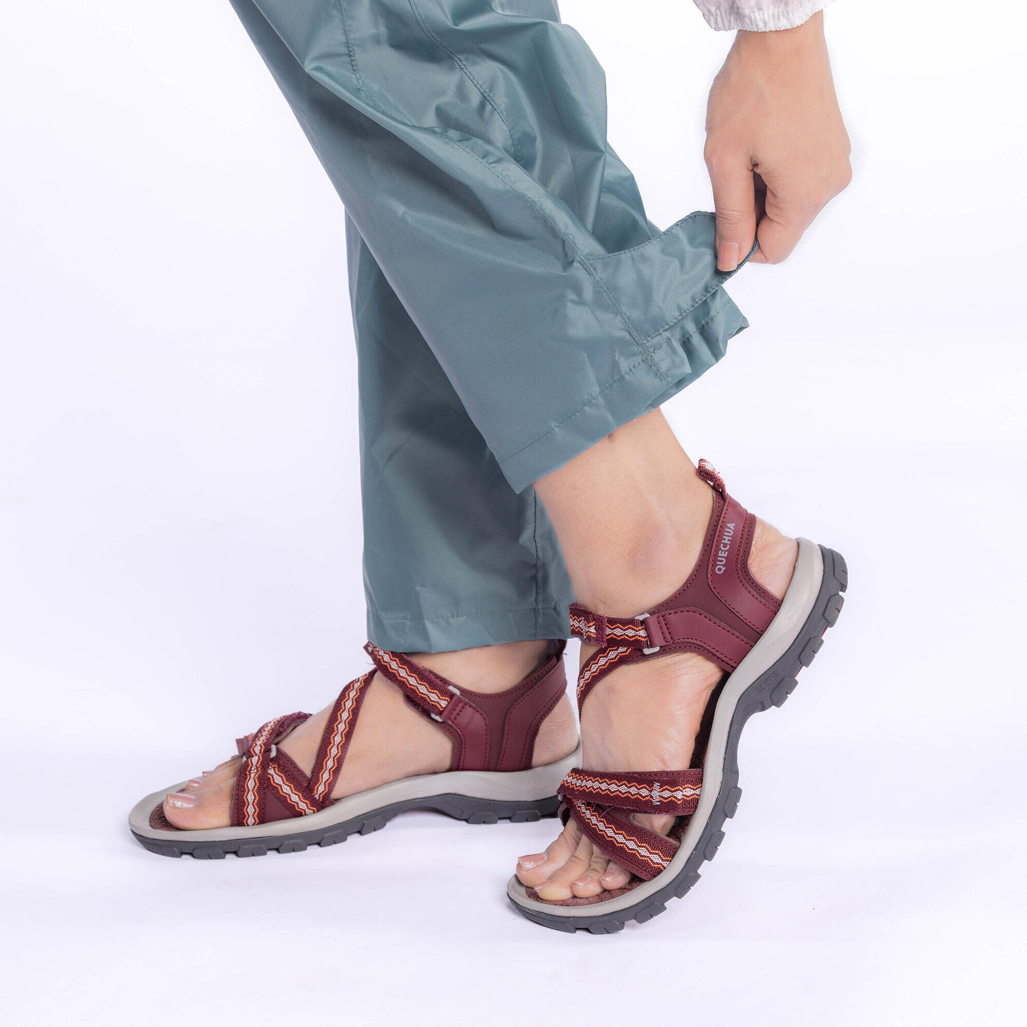 Women Waterproof Overtrouser MH100 - Ash Green -  4