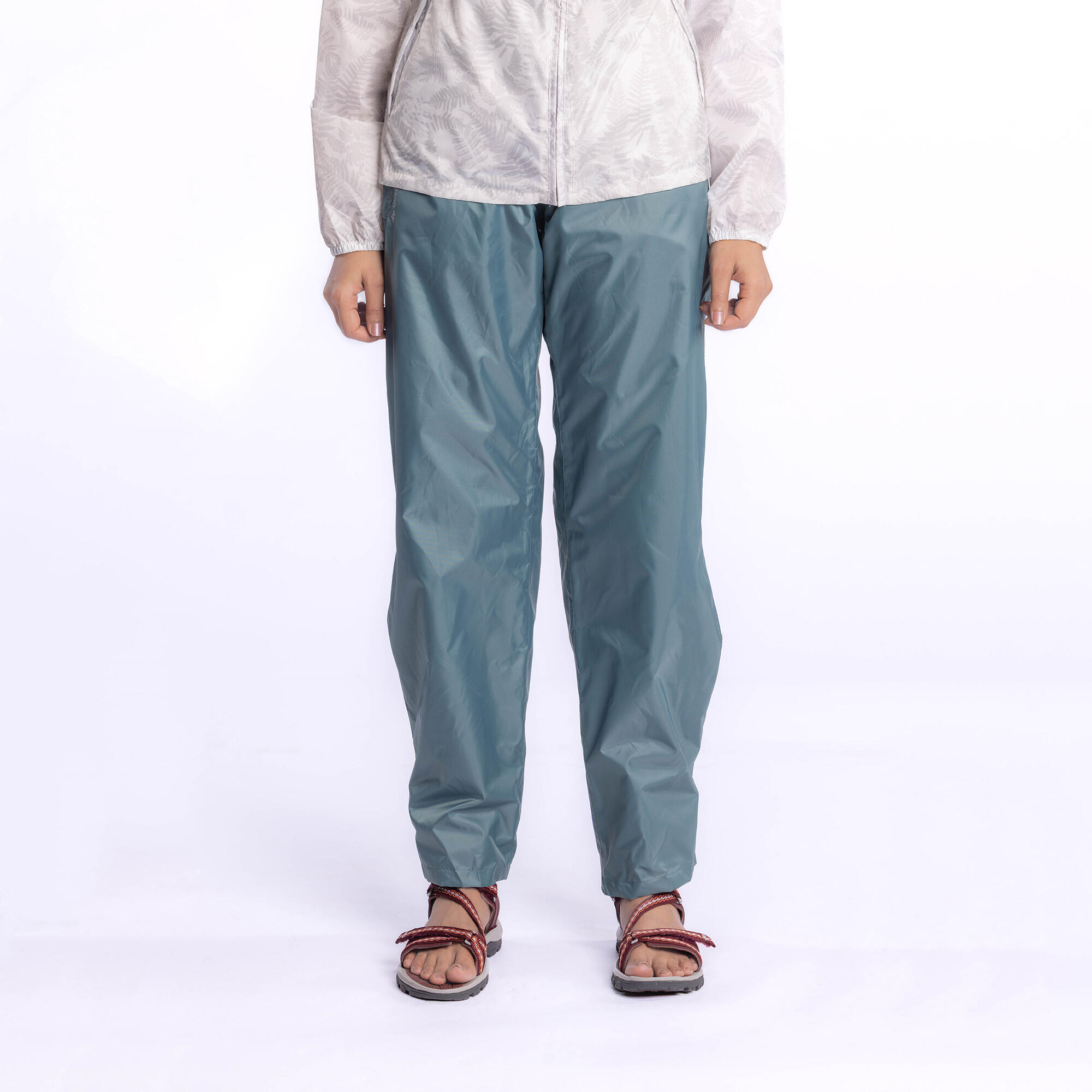Women Waterproof Overtrouser MH100 - Ash Green