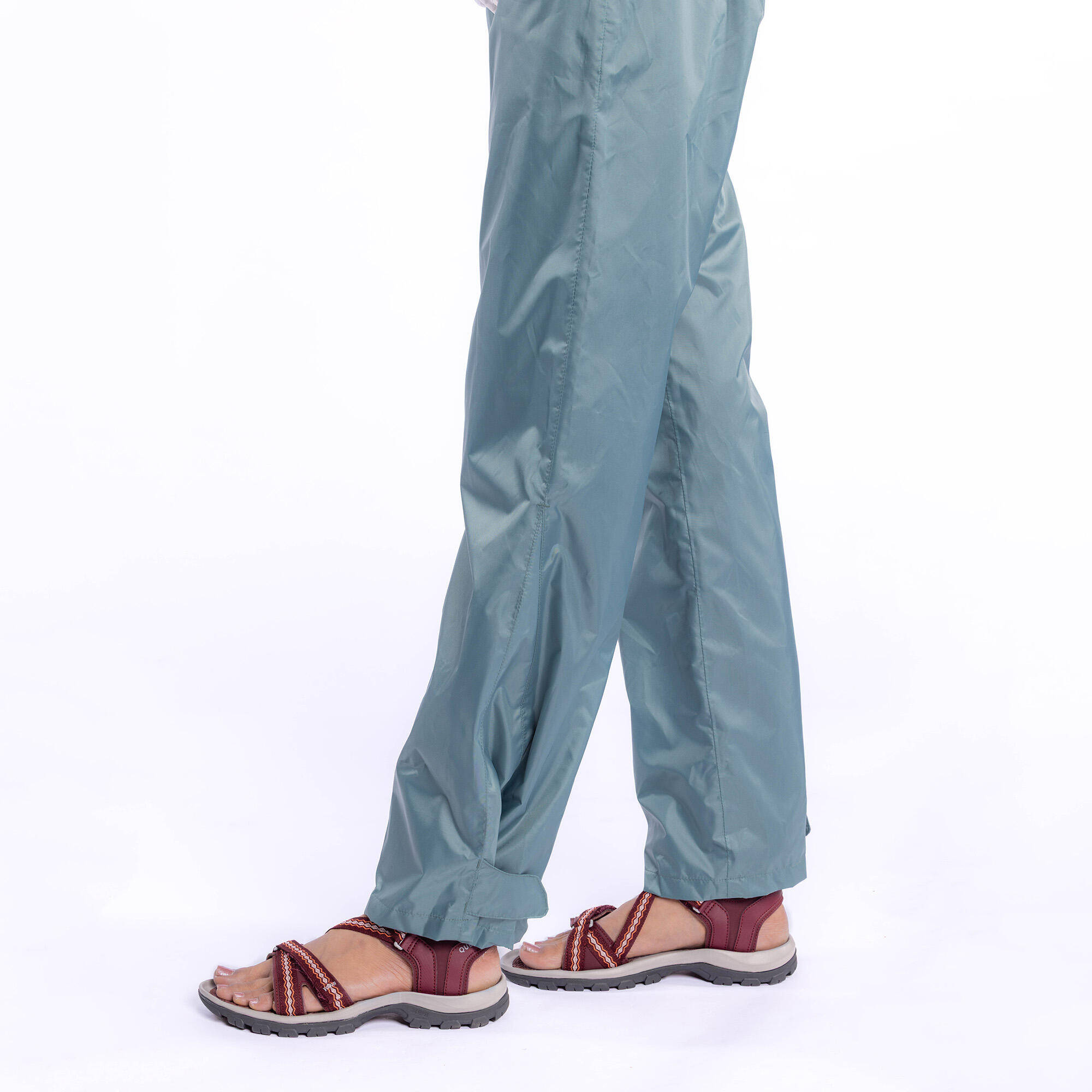 Women Waterproof Overtrouser MH100 - Ash Green -  3