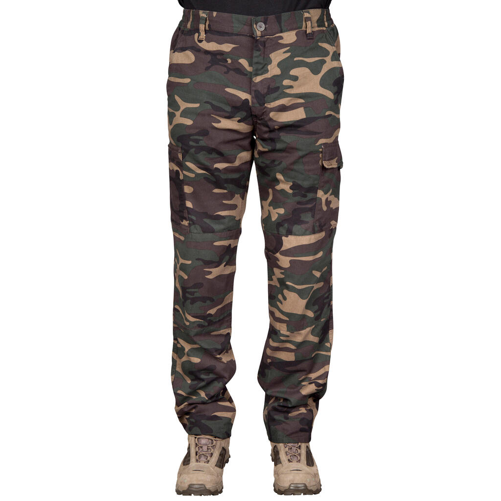 PANTALON CARGO RESISTANT STEPPE 300 CAMOUFLAGE WOODLAND VERT