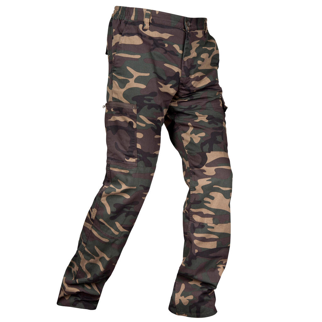 PANTALON CARGO RESISTANT STEPPE 300 CAMOUFLAGE WOODLAND VERT