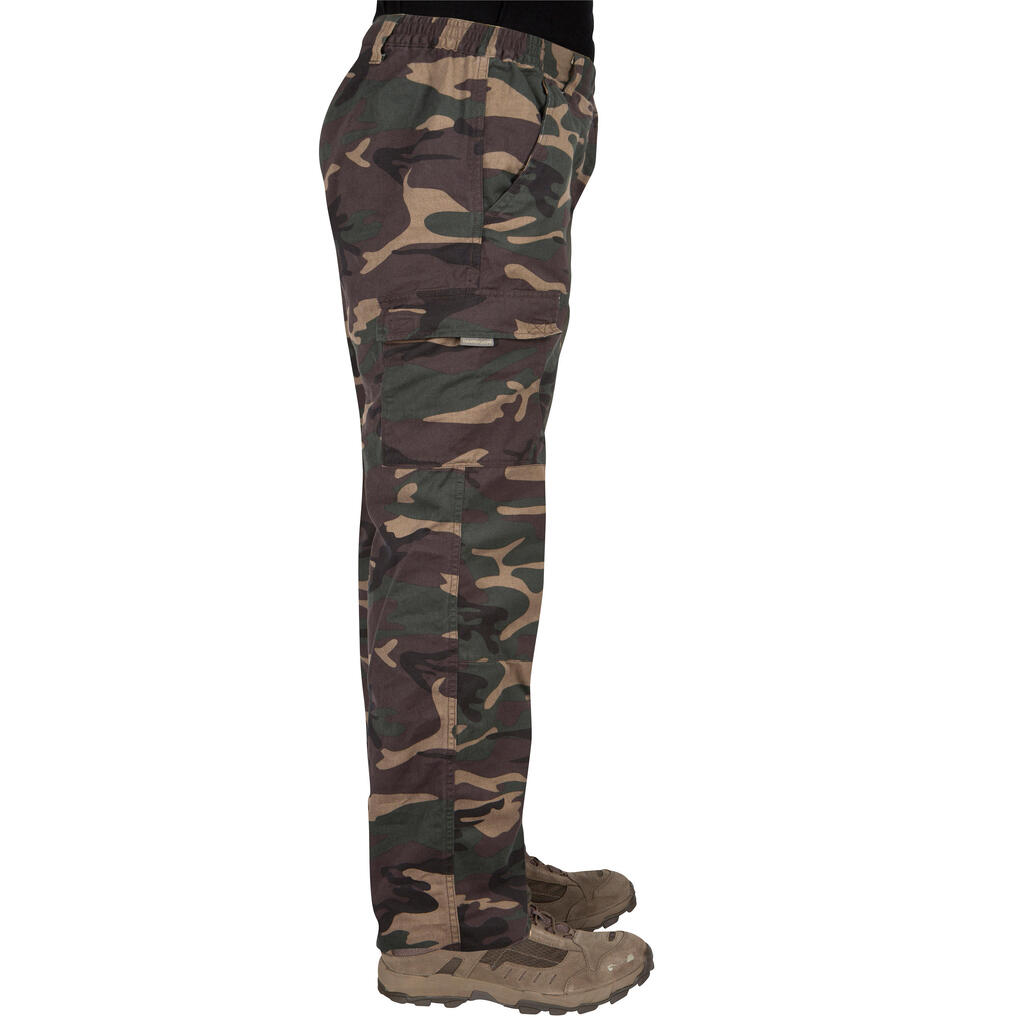 PANTALON CARGO RESISTANT STEPPE 300 CAMOUFLAGE WOODLAND VERT