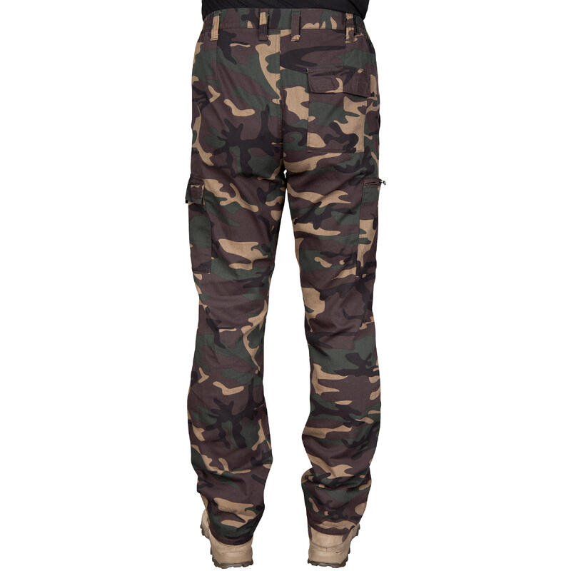 Pantalón Cargo Hombre Solognac Steppe 300 Camuflaje Militar Woodland Verde