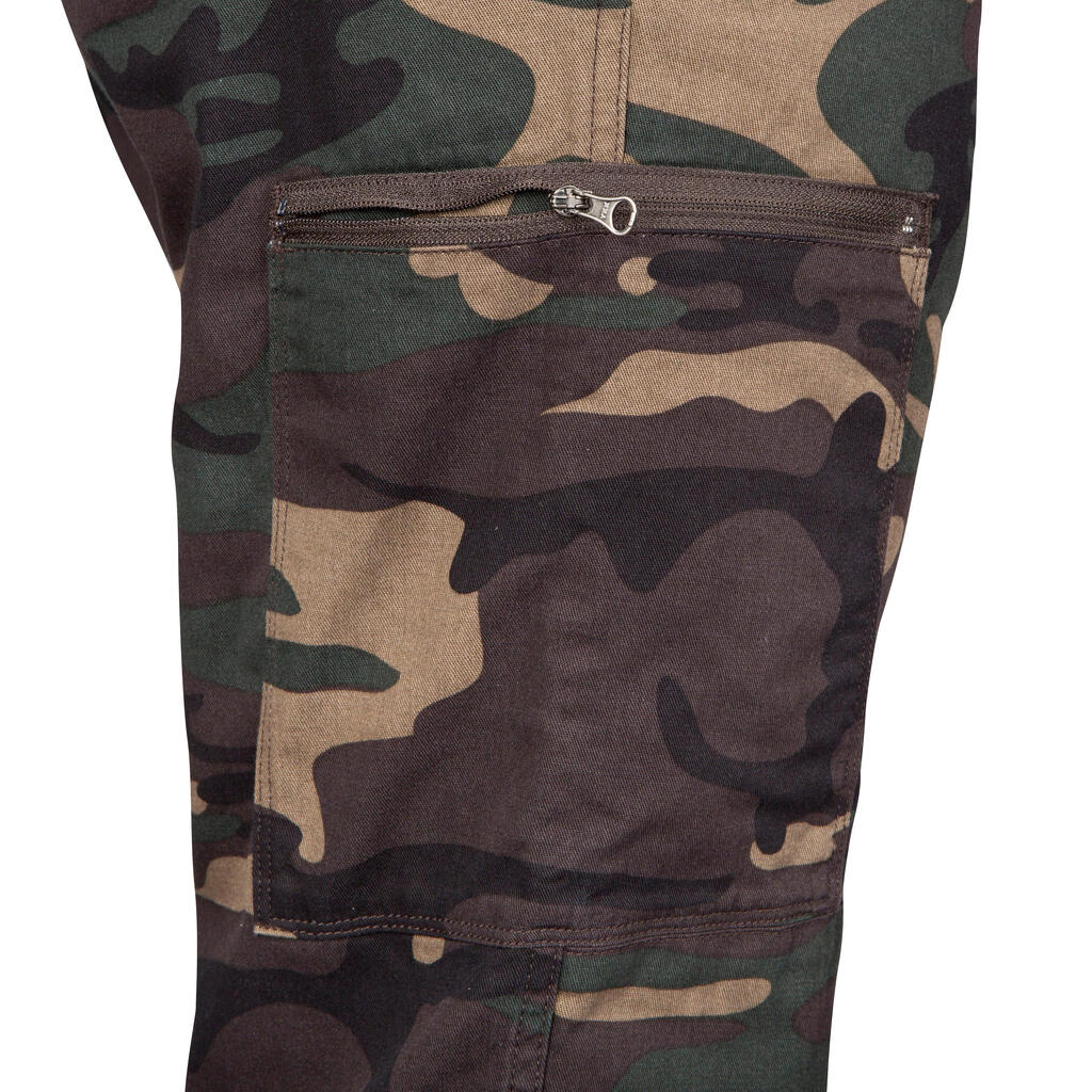 PANTALON CARGO RESISTANT STEPPE 300 CAMOUFLAGE WOODLAND VERT