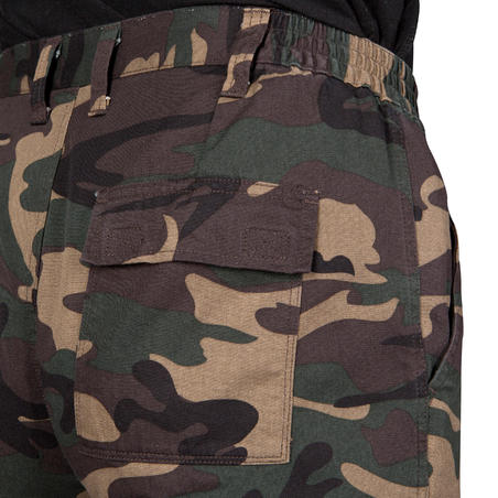 PANTALON CARGO RESISTANT STEPPE 300 CAMOUFLAGE WOODLAND VERT