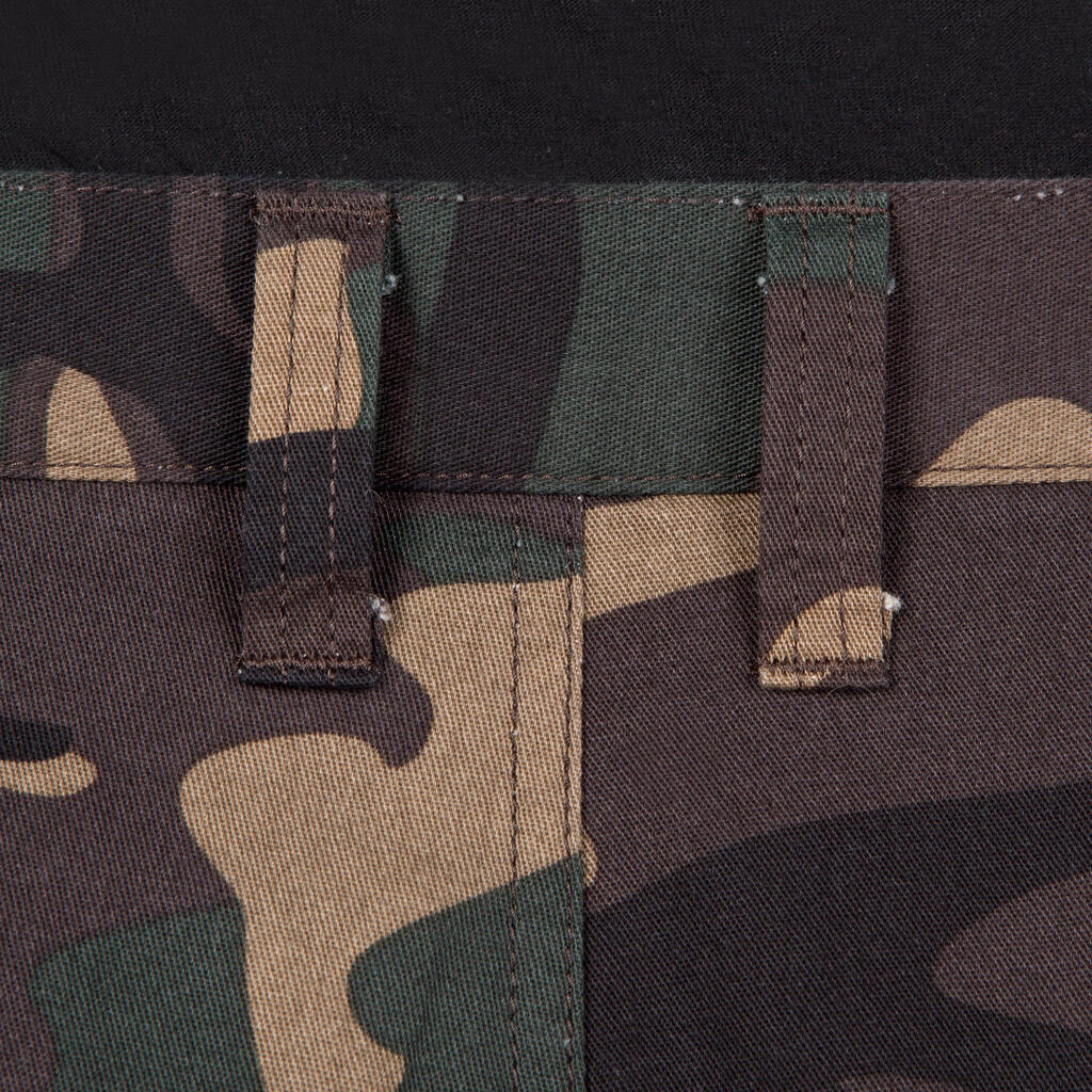 PANTALON CARGO RESISTANT STEPPE 300 CAMOUFLAGE WOODLAND VERT