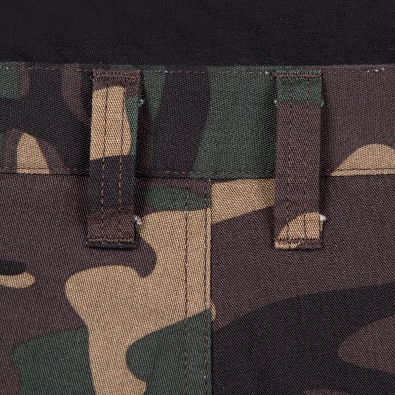 Pantalón Cargo Hombre Solognac Steppe 300 Camuflaje Militar Woodland Verde