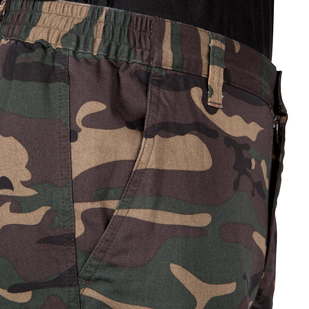 PANTALON CARGO RESISTANT STEPPE 300 CAMOUFLAGE WOODLAND VERT