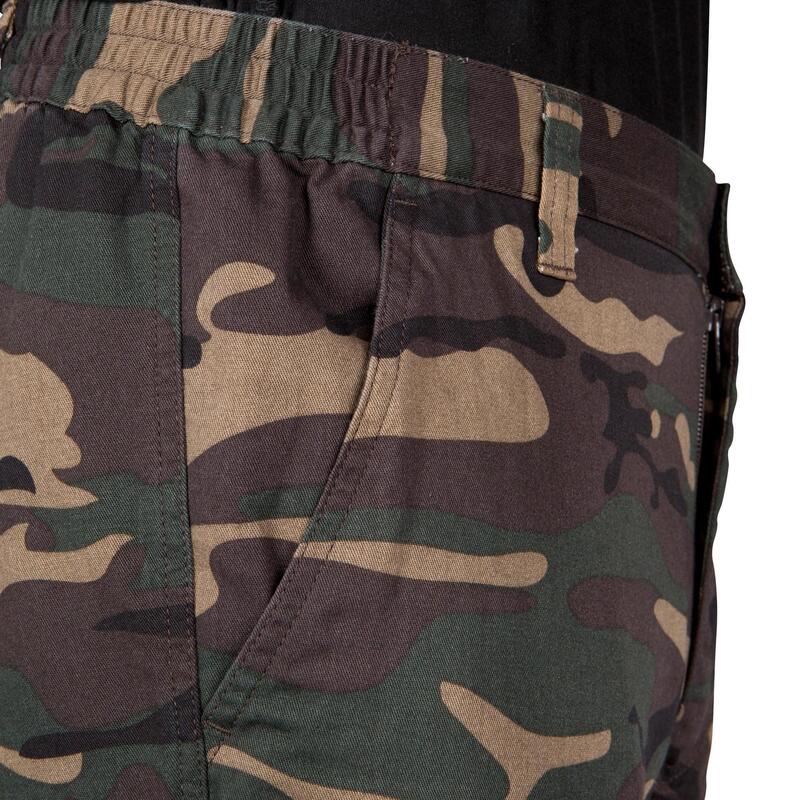 Pantalón Cargo Hombre Solognac Steppe 300 Camuflaje Militar Woodland Verde