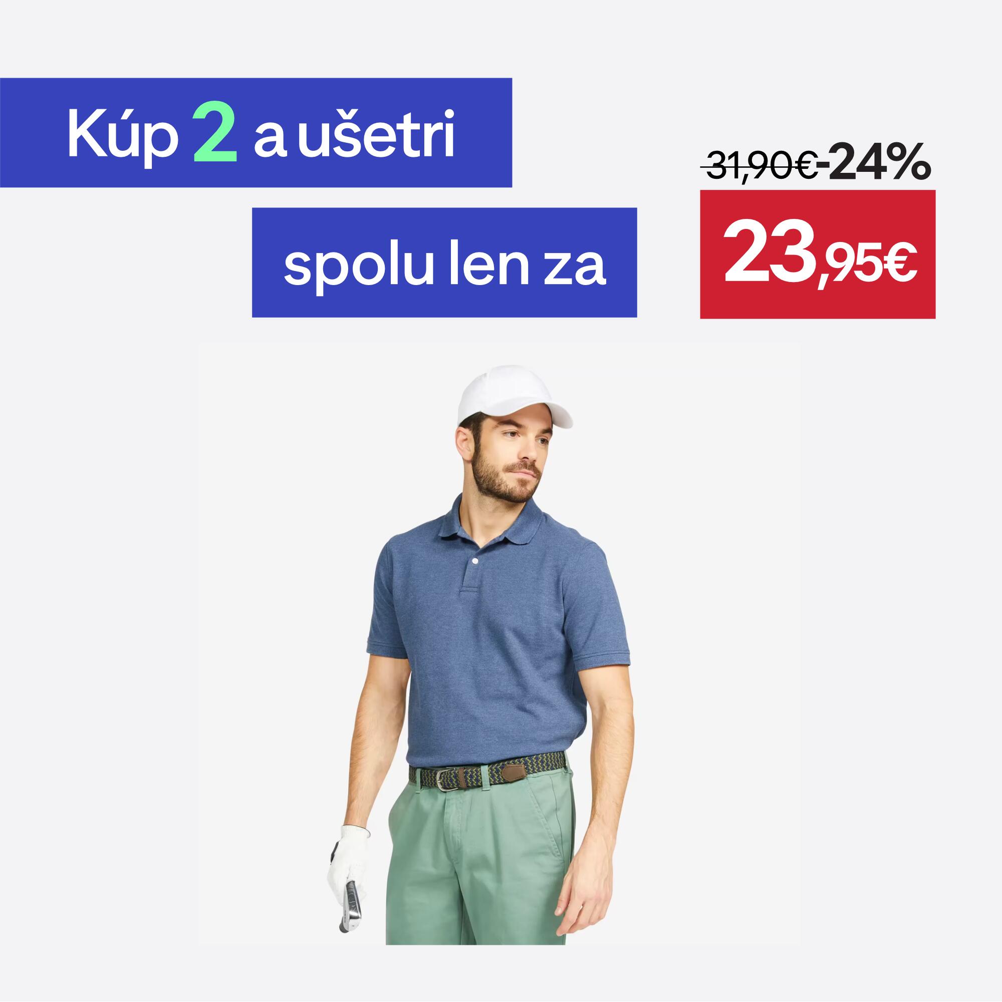INESIS Pánska golfová polokošeľa MW500 sivomodrá M