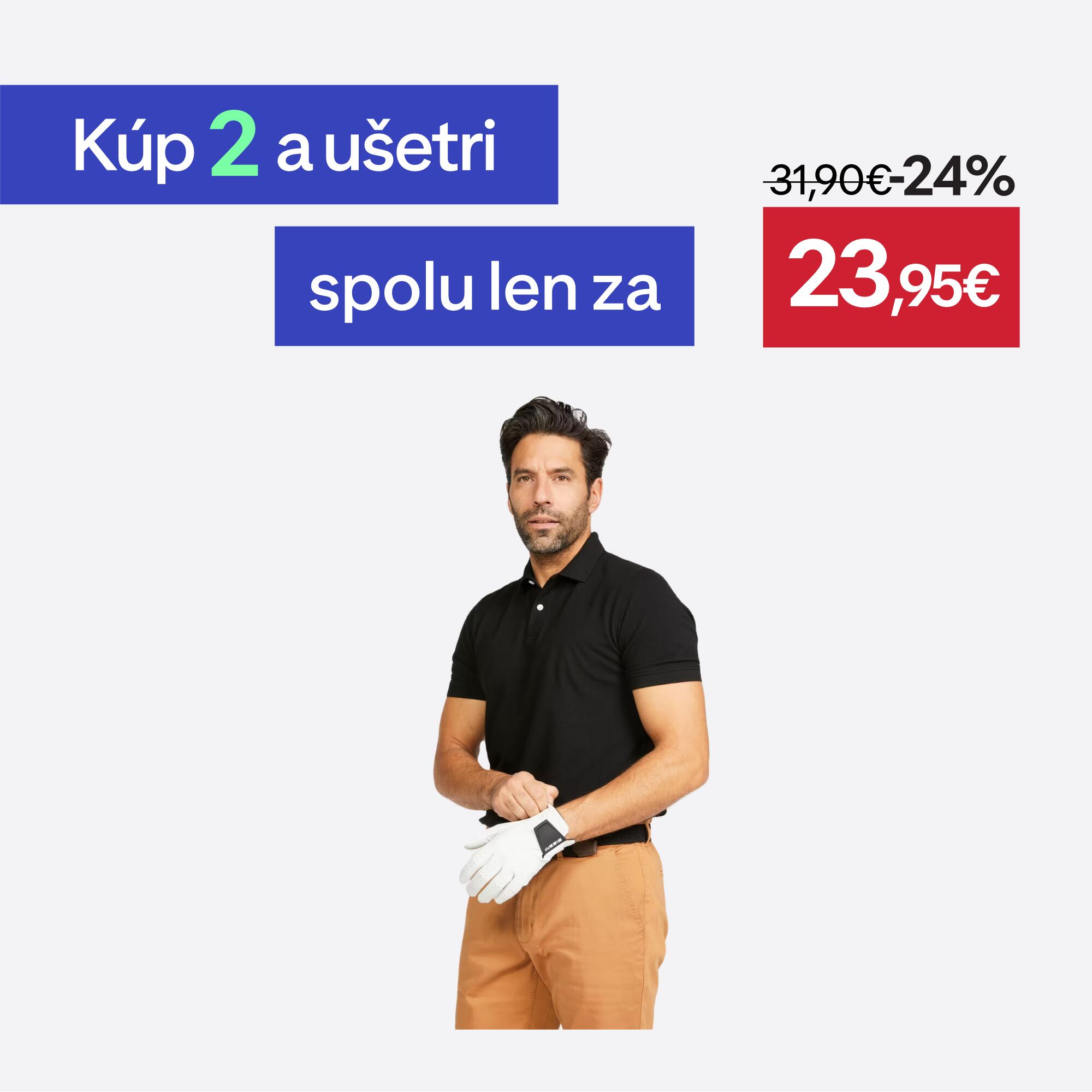 INESIS Pánska golfová polokošeľa MW500 čierna M