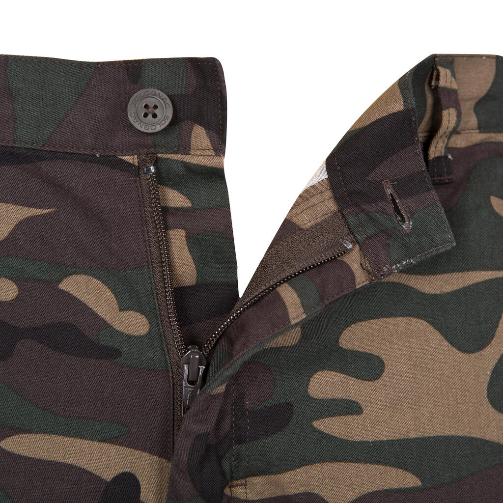 PANTALON CARGO RESISTANT STEPPE 300 CAMOUFLAGE WOODLAND VERT