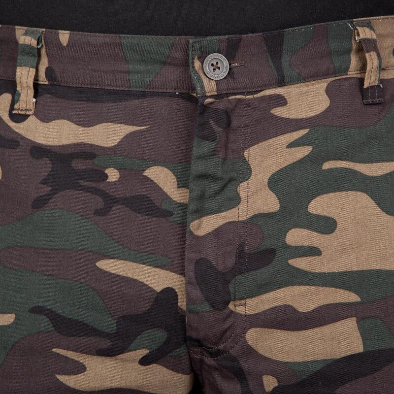 Pantalón Cargo Hombre Solognac Steppe 300 Camuflaje Militar Woodland Verde