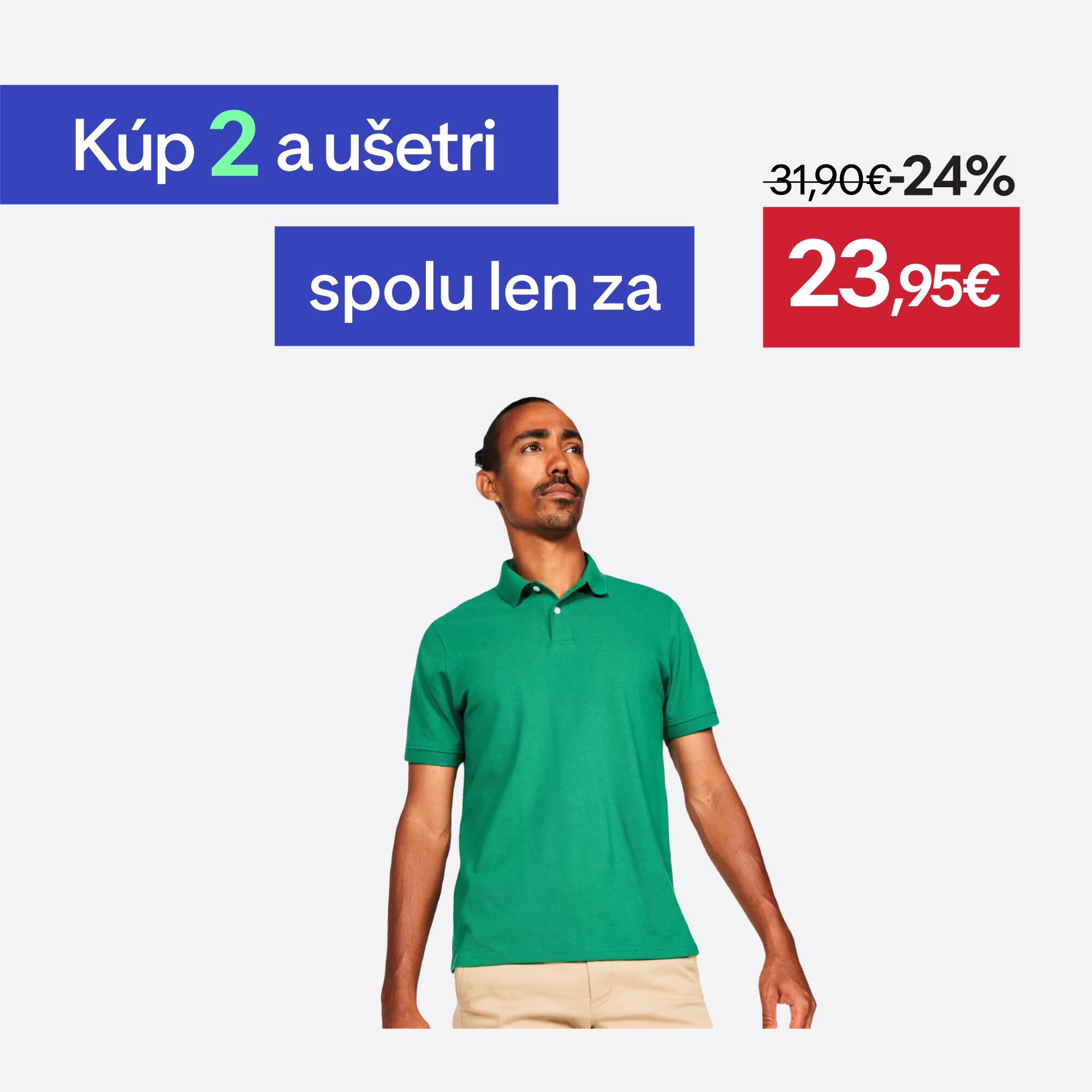INESIS Pánska golfová polokošeľa z bavlny a polyesteru MW500 zelená M