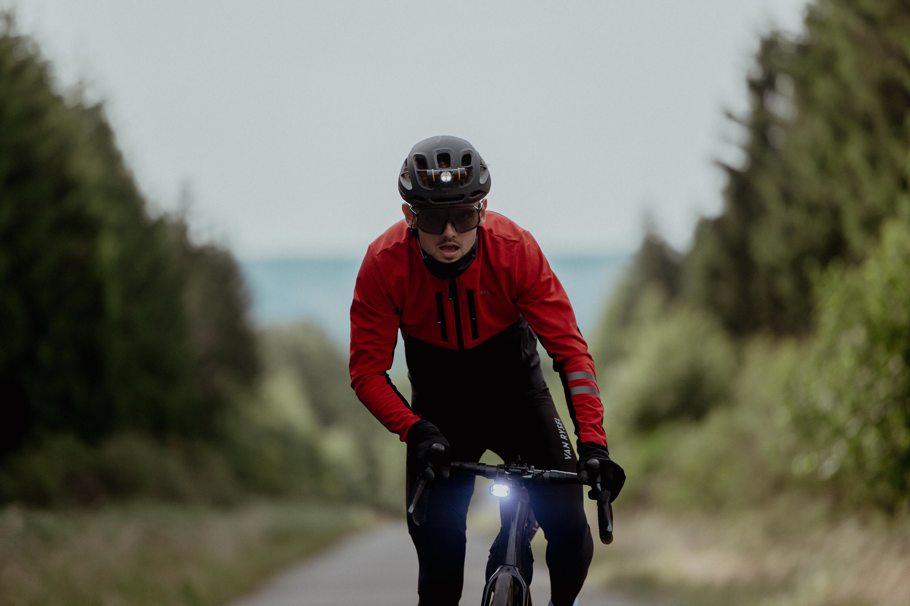 Giacca invernale ciclismo uomo EDR nero-rosso 8/12