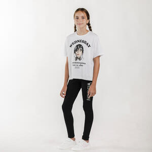 Camiseta algodón Miércoles Niña blanca