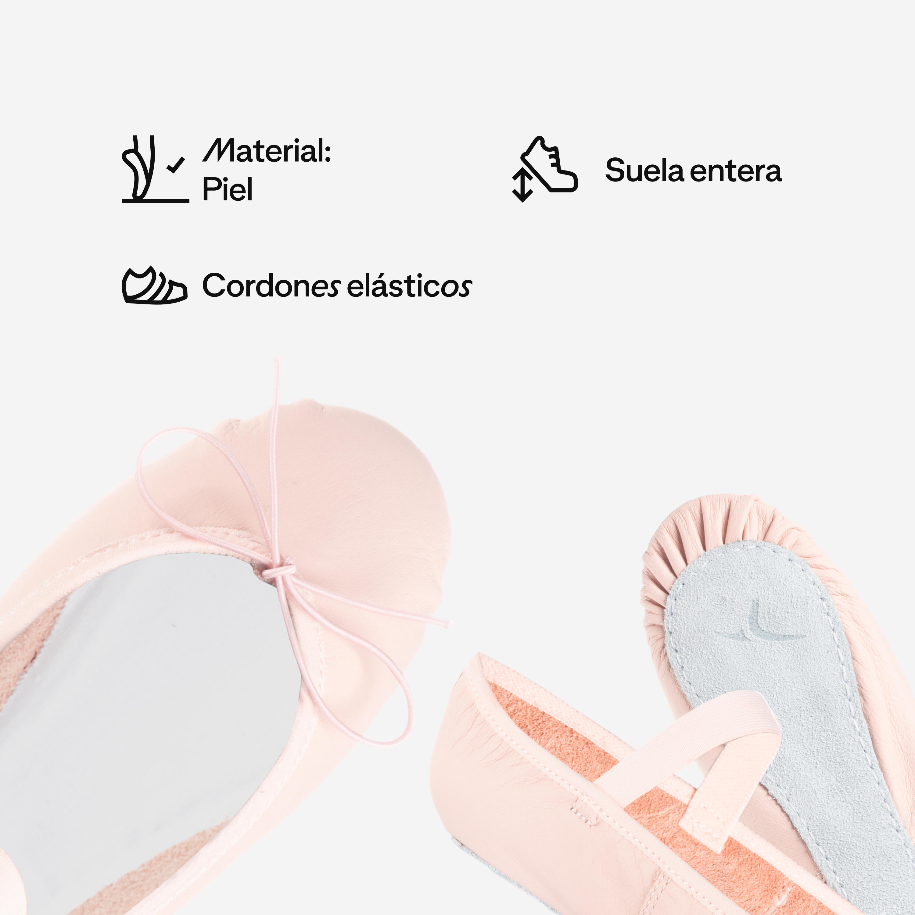 Medias Puntas Danza Clásica Niños Rosa Piel Suela Enteriza 2/10