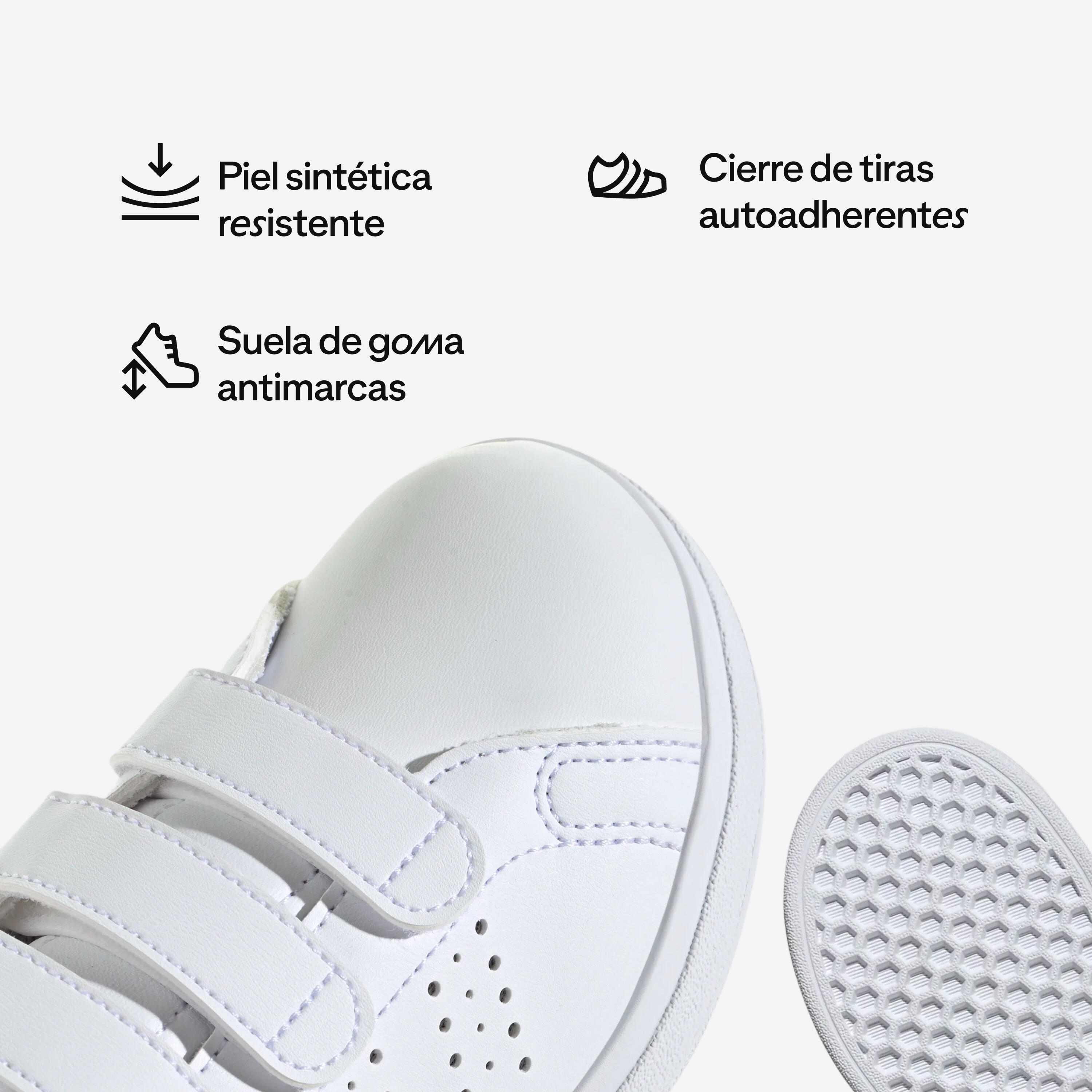 Zapatillas deportivas velcro Adidas Advantage Niños Blanco Verde del 28 al 34 2/7