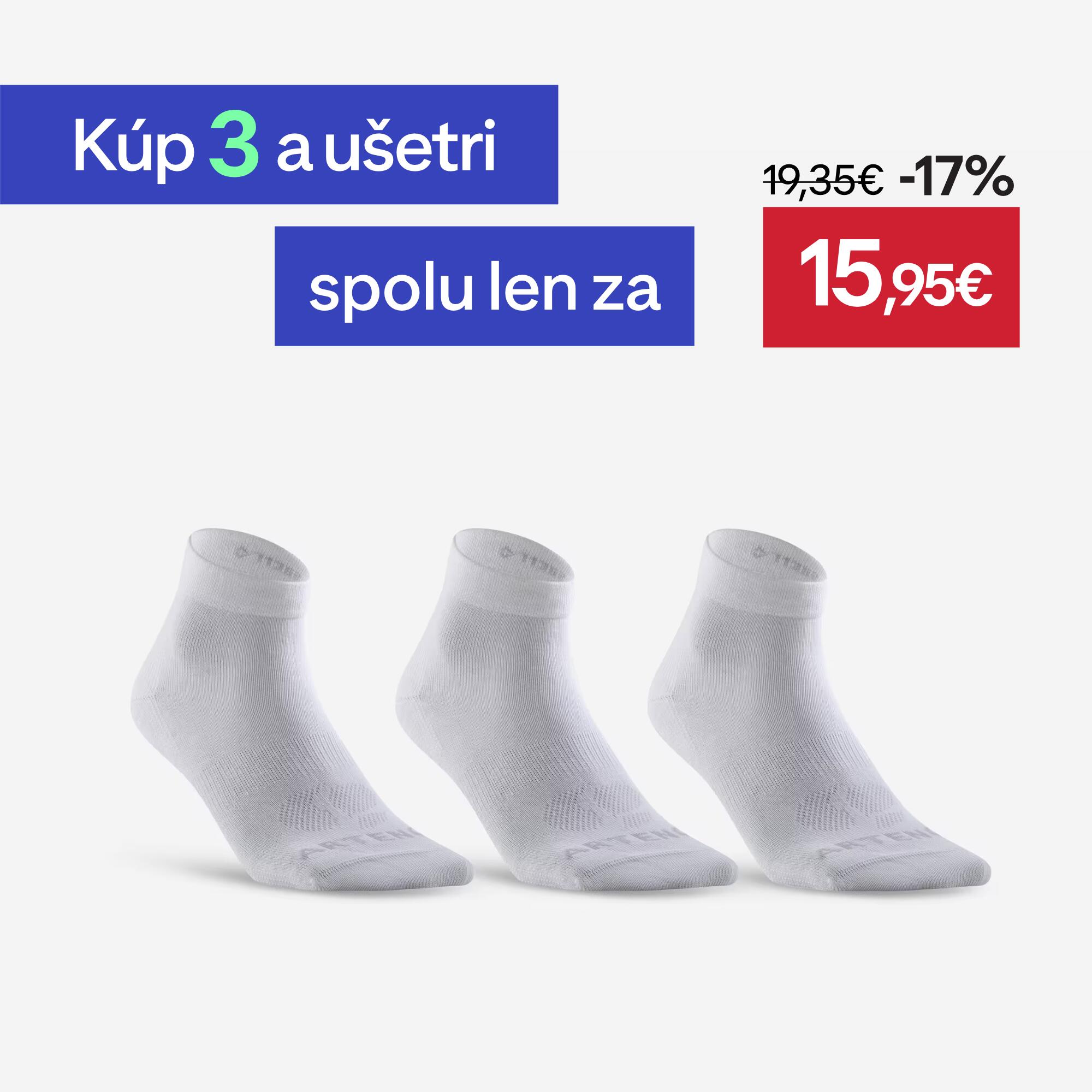 DECATHLON Športové polovysoké ponožky RS160 biele 3 páry 35-38