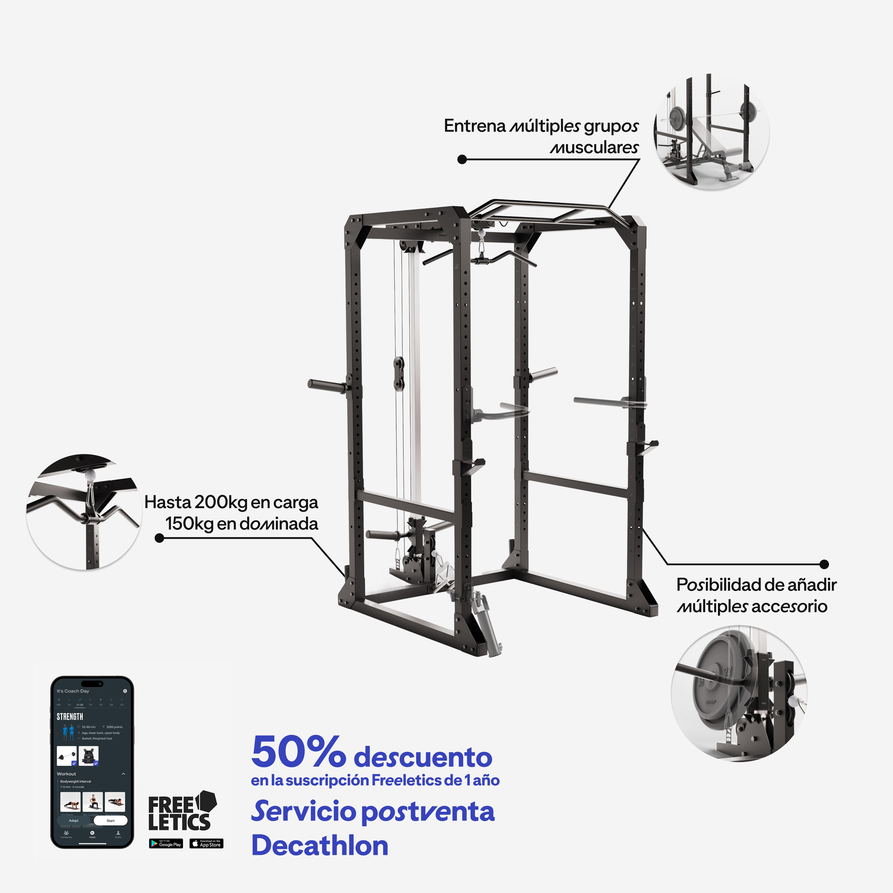 Rack Musculación Power Rack 900 Polivalente 2/13