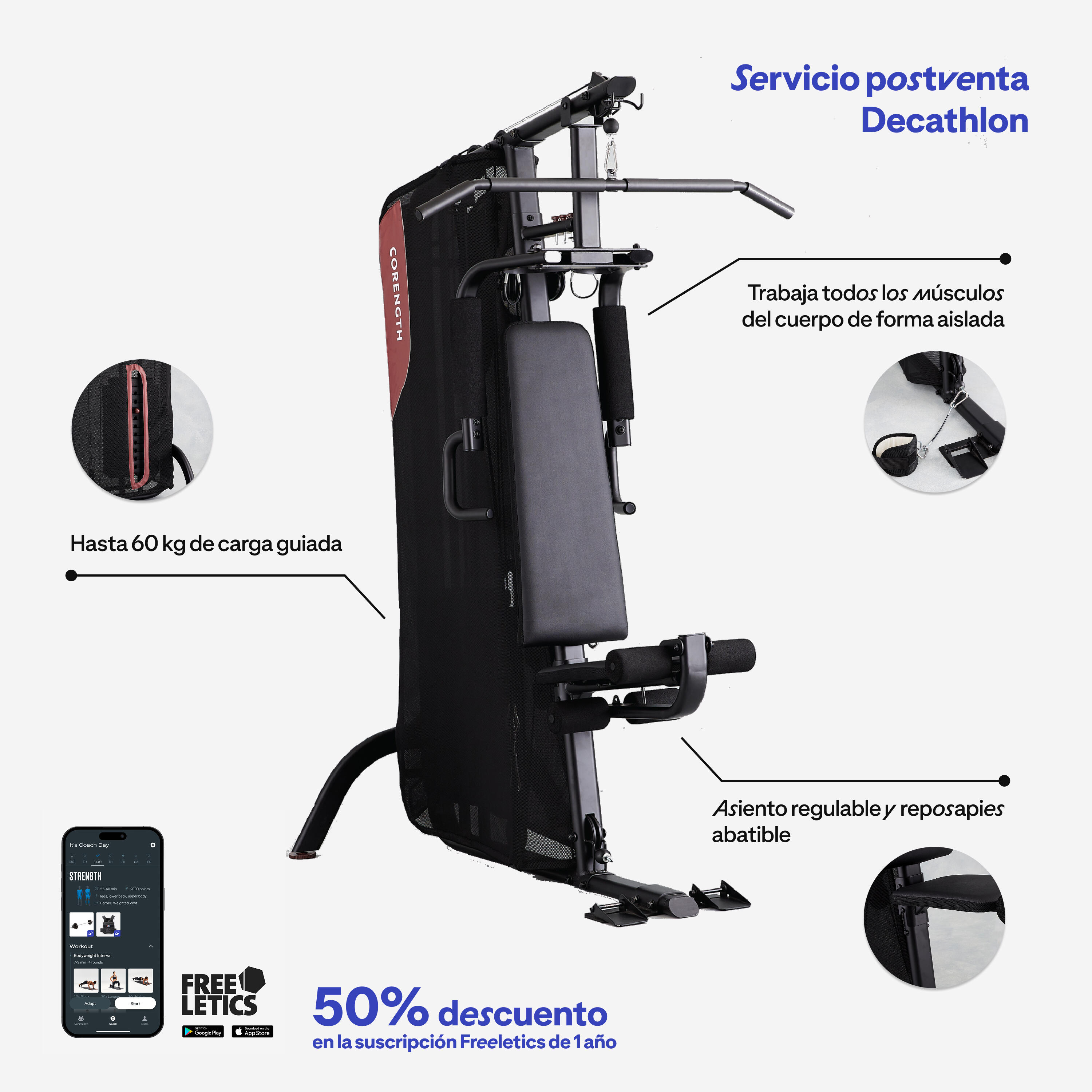 Multiestación musculación compact con cargas guiadas Home Gym Corength 2/9