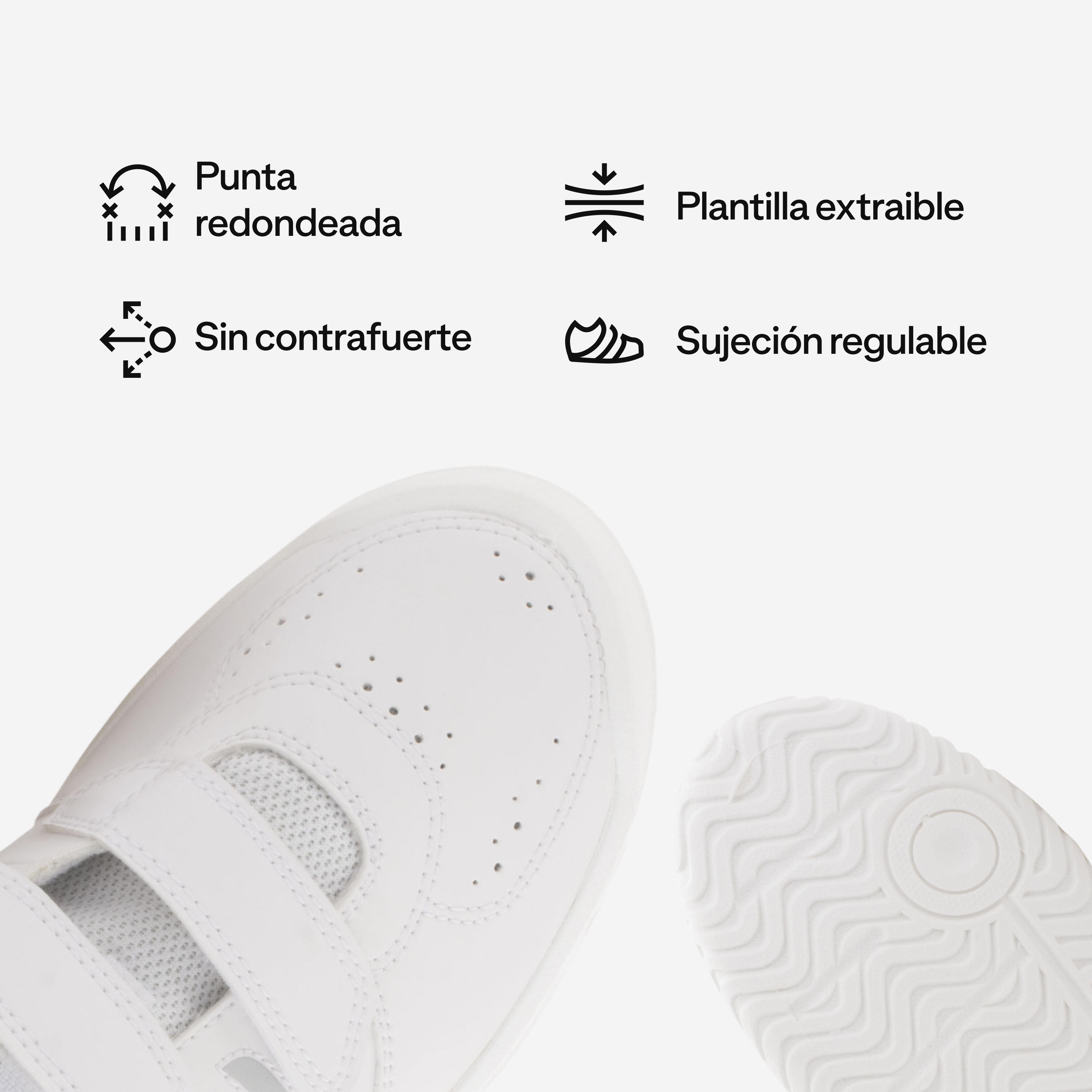 Zapatillas deportivas velcro Niños Ts 100 blanco del 26 al 39 3/8