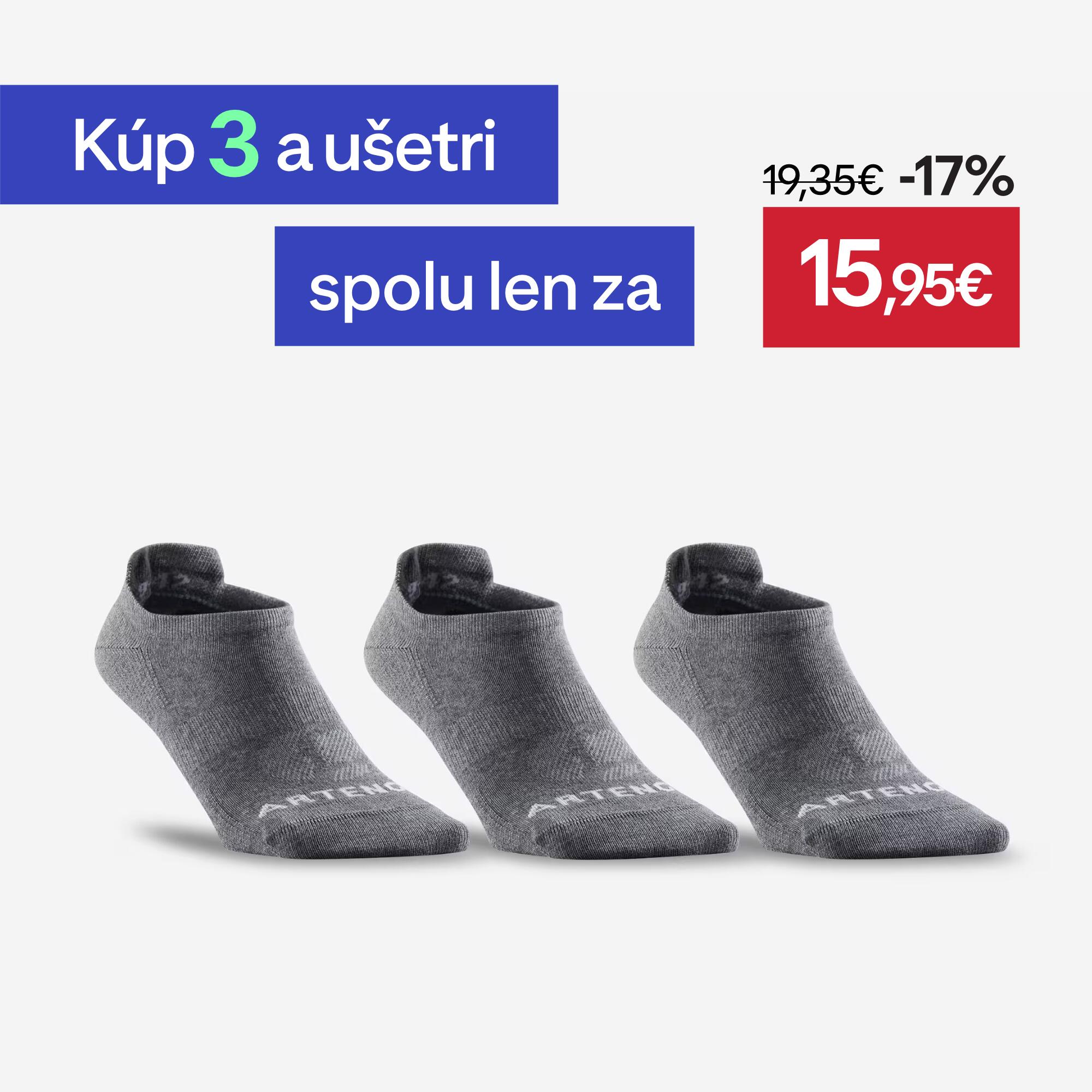 DECATHLON Športové ponožky RS 160 nízke 3 páry sivé 39-42