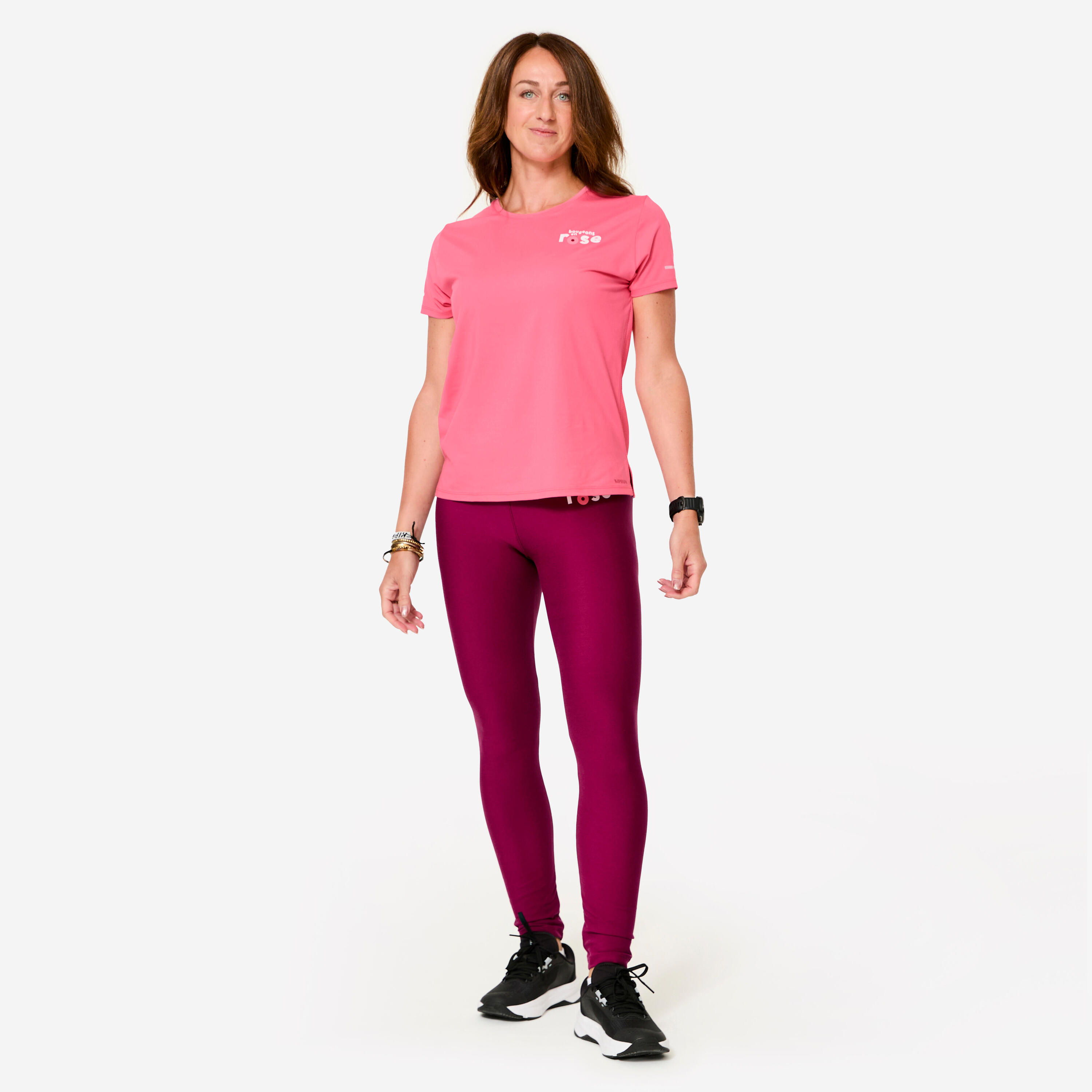 T-shirt running respirant Femme, Run 500 Dry édition limitée "Bougeons en rose" 2/11