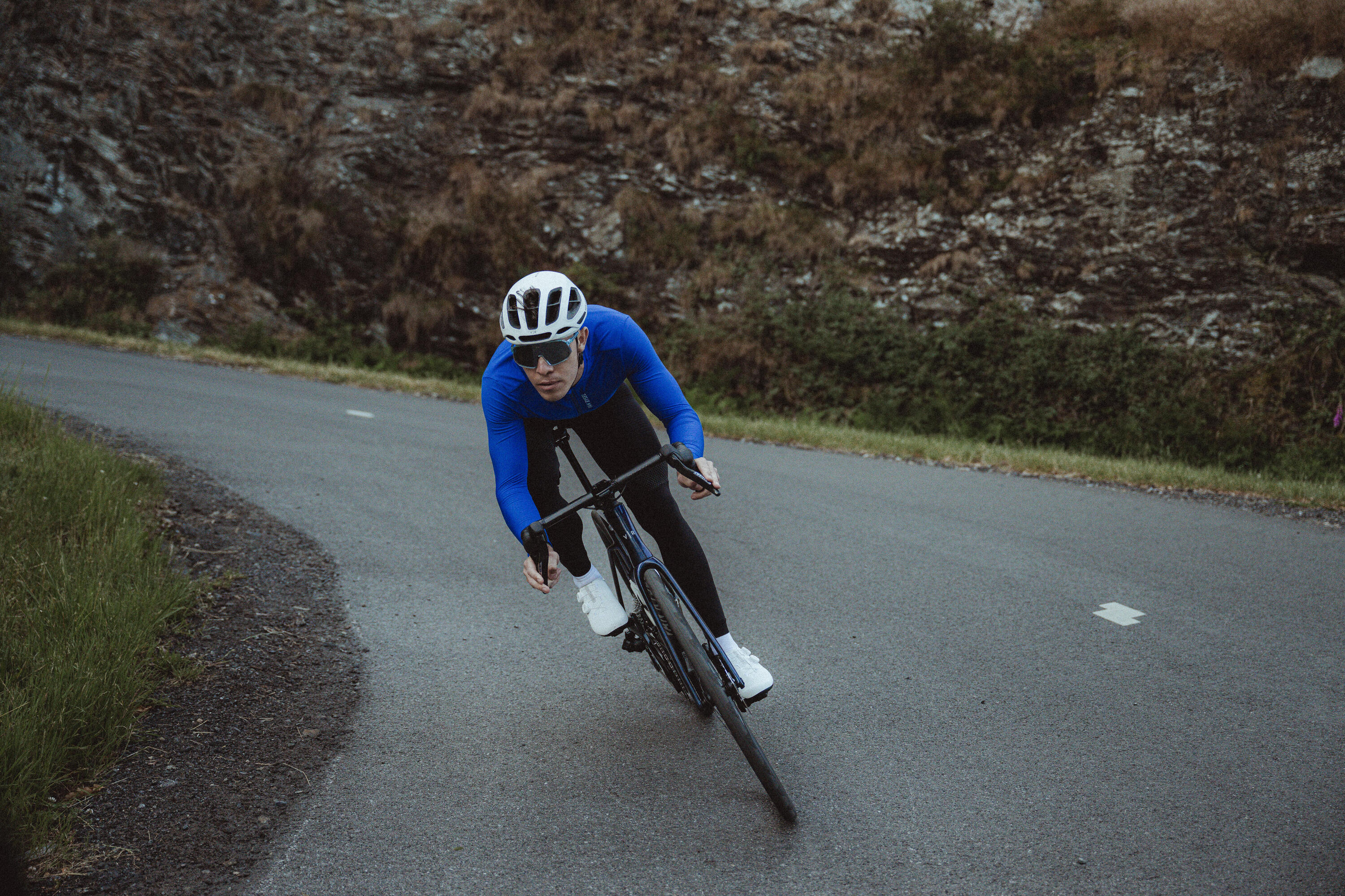 Rennrad Trikot unisex Zwischensaison langarm "RCR 2" blau  21/26